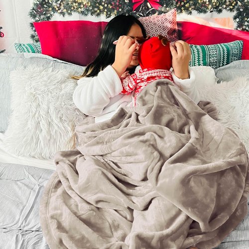 Bedsure GentleSoft Fleece Blanket - Cozy 300GSM Plush Twin Size in Oxford Tan | Perfect for Bed, Sofa, Travel, 60x80 Inches