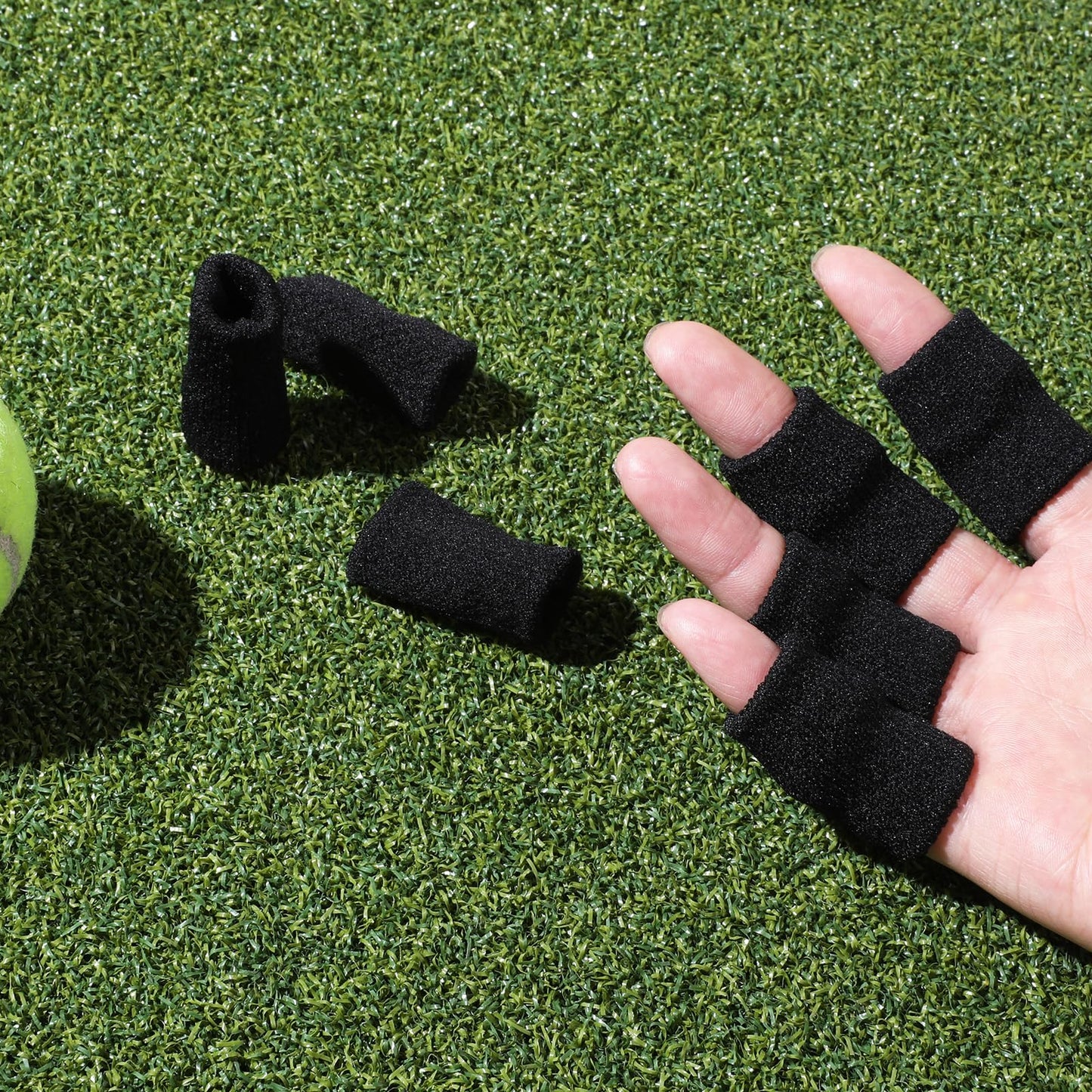 KALIONE 10Pcs Black Sport Finger Sleeves, Finger Sleeves Protectors, Elastic Finger Support Sleeve, Compression Finger Sleeves, Thumb Brace Support for Basketball, Golf