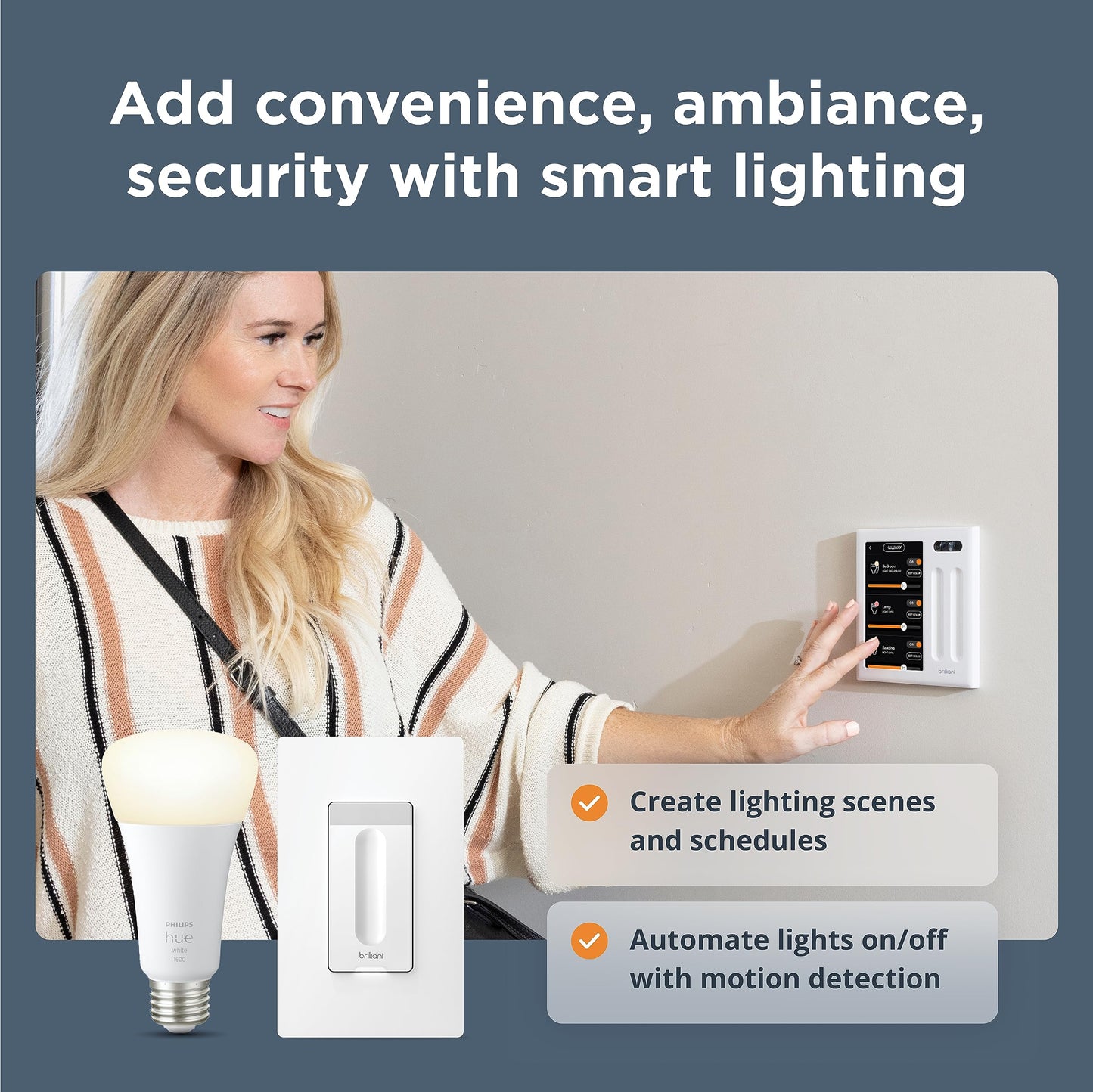 Brilliant Smart Home Control (2-Switch Panel) — Alexa Built-In & Compatible with Ring, Sonos, Hue, Google Nest, Wemo, SmartThings, Apple HomeKit — In-Wall Touchscreen Control for Lights, Music, & More
