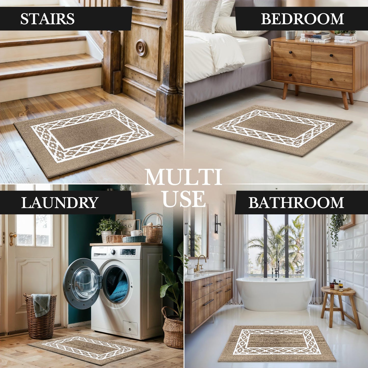 RugMast Premium Quality Polypropylene Indoor Door Mat - Beautiful Design with Non-Slip Backing, Washable & Low Profile Doormat - Ideal for Entryway Doors, Foyer, and Mudroom (20" x 30")