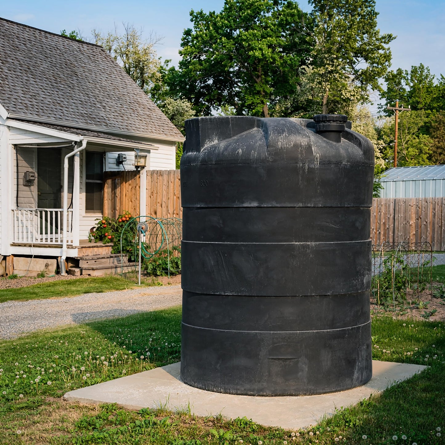 Elkhart Plastics 1000 Gallon Vertical Water Storage Tank, Plastic Water Tank for Collection, Holding, and Storage, UV-Resistant, for Rainwater Harvesting, Agricultural, RV, Emergency, and General Use