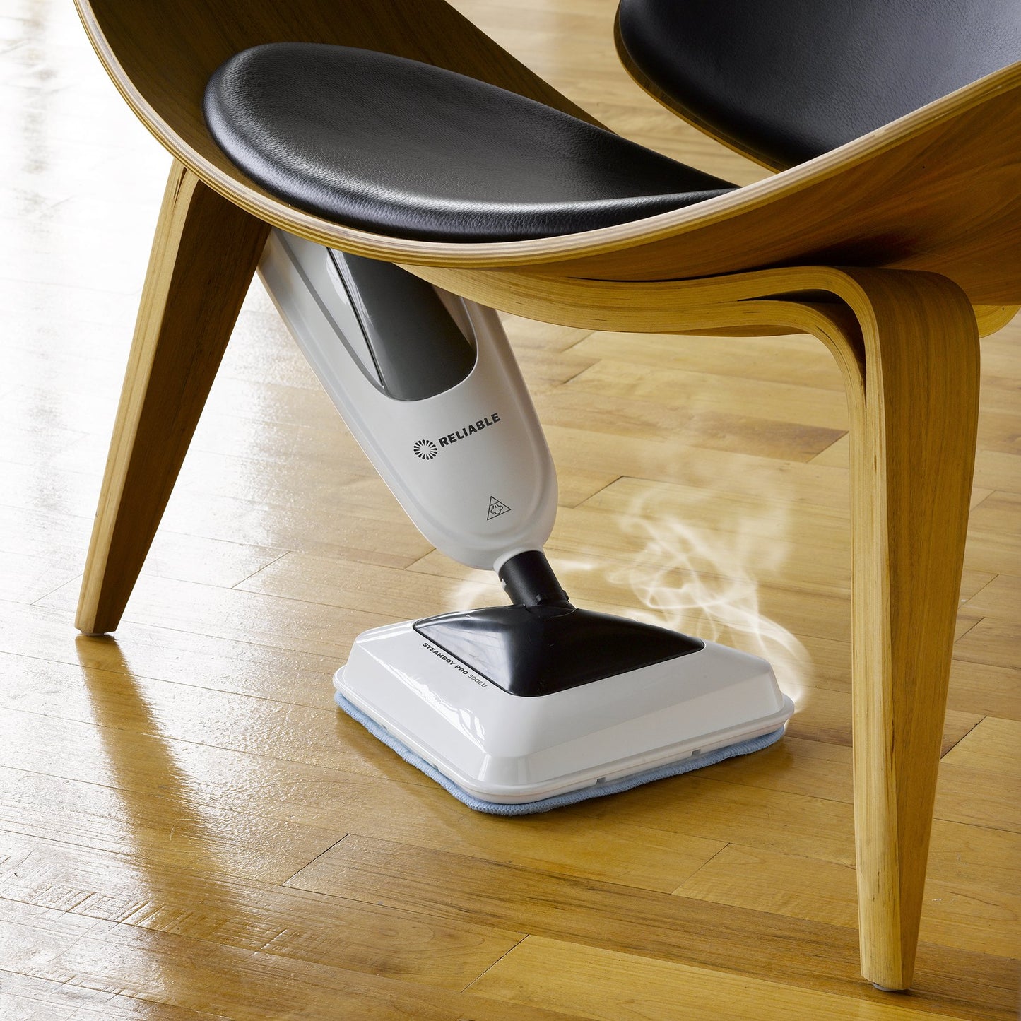 Reliable 300CU Steamboy Pro 3-in-1 Scrub and Steam floor mop with carpet glide - Electric steam scrubber, steam cleaner with 4 microfiber pads, for tile, grout, hardwood floors, 180-degree swivel head