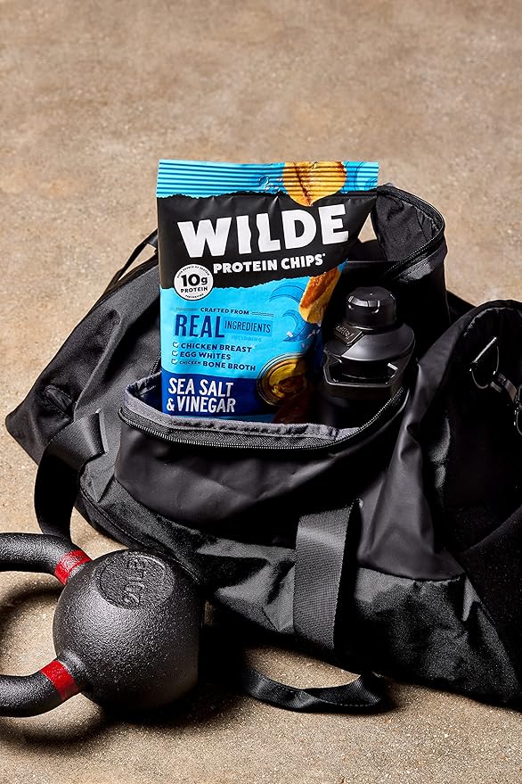 Sea Salt and Vinegar Protein Chips by Wilde Chips, Thin and Crispy, High Protein, Keto Friendly, Made with Real Ingredients, 2.25oz Bag (8 Pack)…