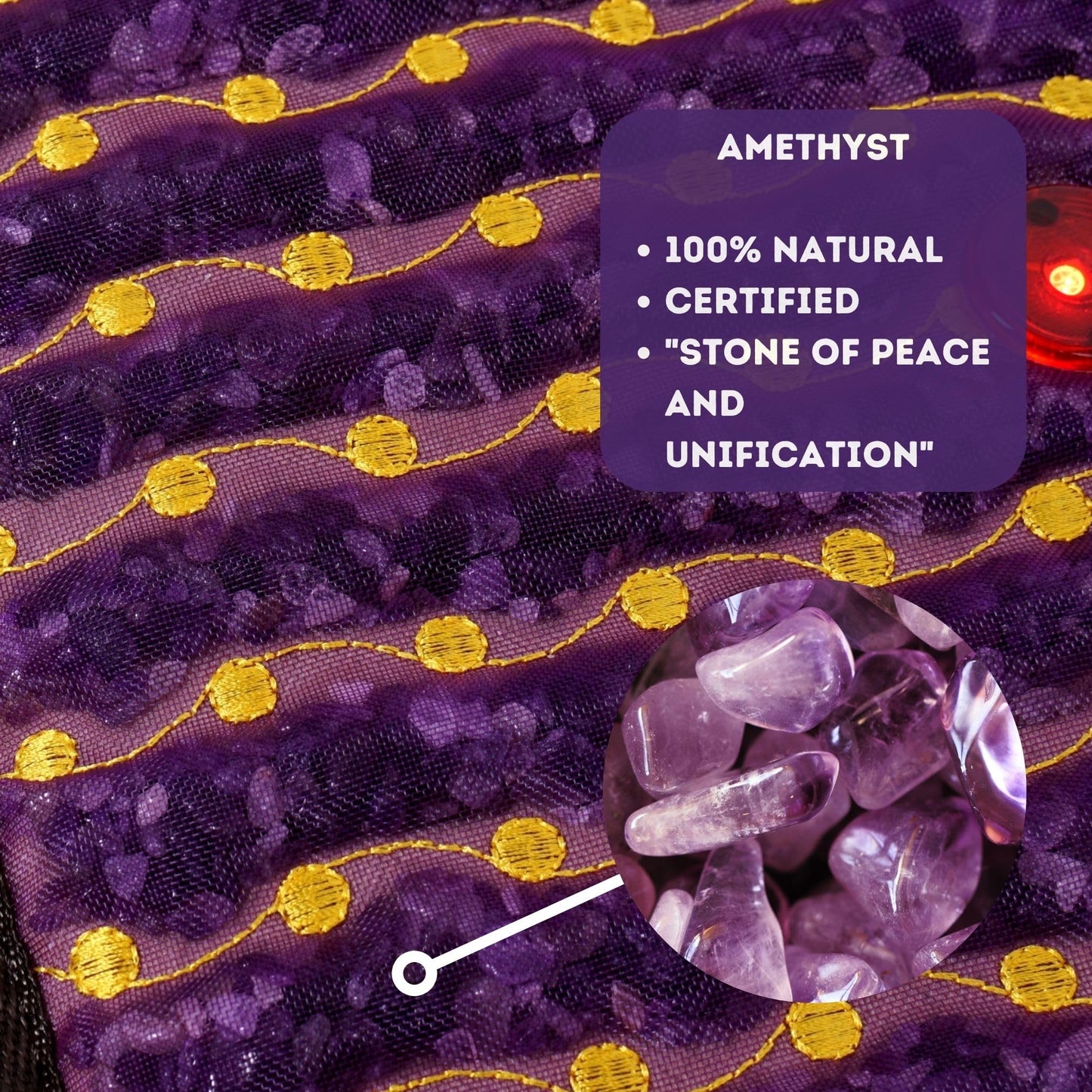 MediCrystal Far Infrared Amethyst Mat 40" L x 20" W - 8 Photon Red NIR MIR Lights - 5 Quadrupole Static Magnets - Bio Stimulation- Medium Flexible FIR Heating Pad