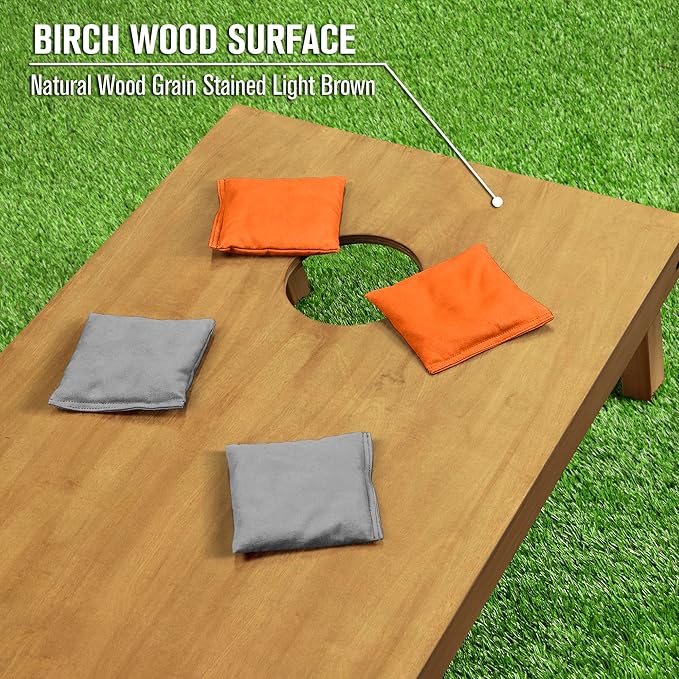GoSports 4 ft x 2 ft Regulation Size Wooden Cornhole Boards Set - Includes Carrying Case - Full Regulation Size Bean Bag Toss Boards