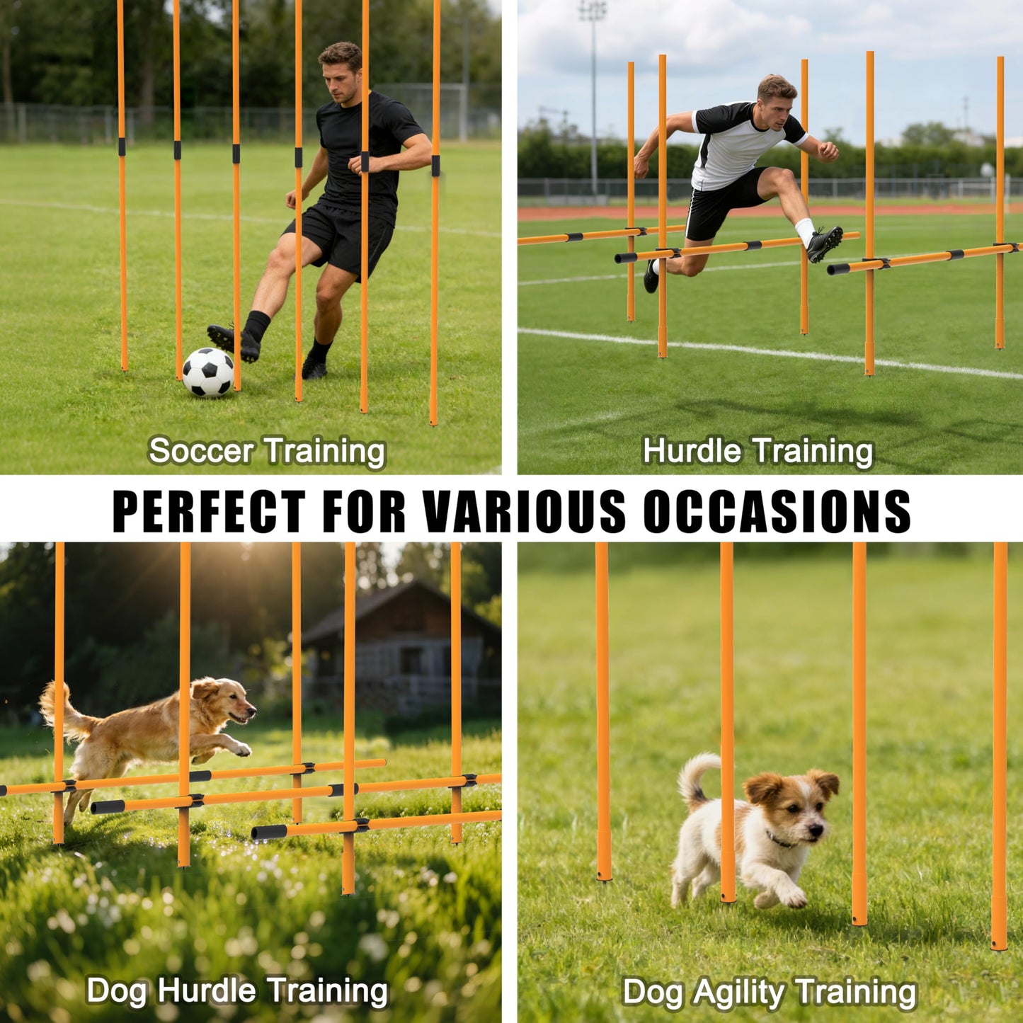Hikeen Agility Poles, 6 Pack 6ft Soccer Training Poles, Practice Equipment Accessories for Football, Adjustable Detachable Sports Speed Training Sticks for Adults Youth