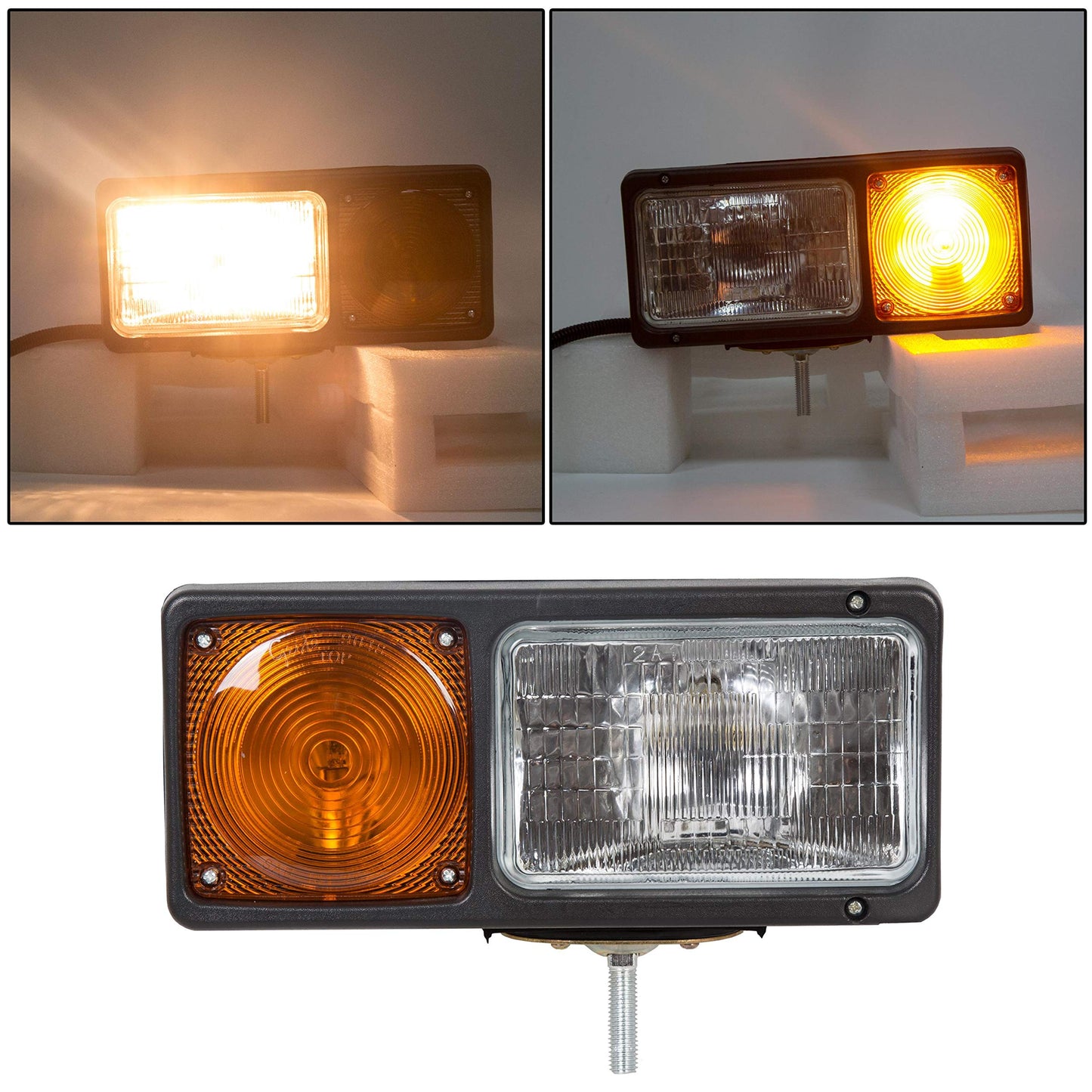 HECASA Universal Trunk Snowplow Lights - Clear Lens & Black Housing Replacement, Model CB-635