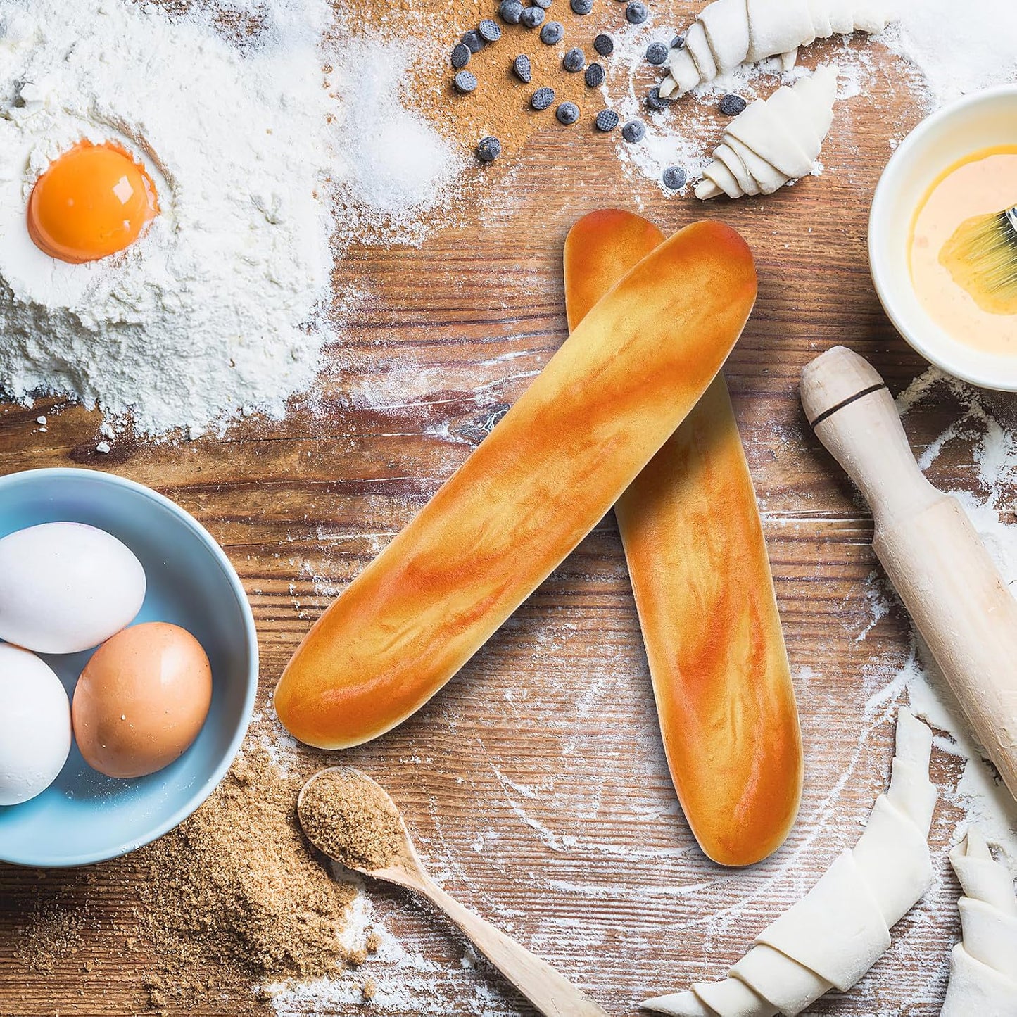 3 10.62In DOITOOL Pcs Artificial Long Bread Loaves Realistic Fake Bread Toy Props for Photography Display and Play Food