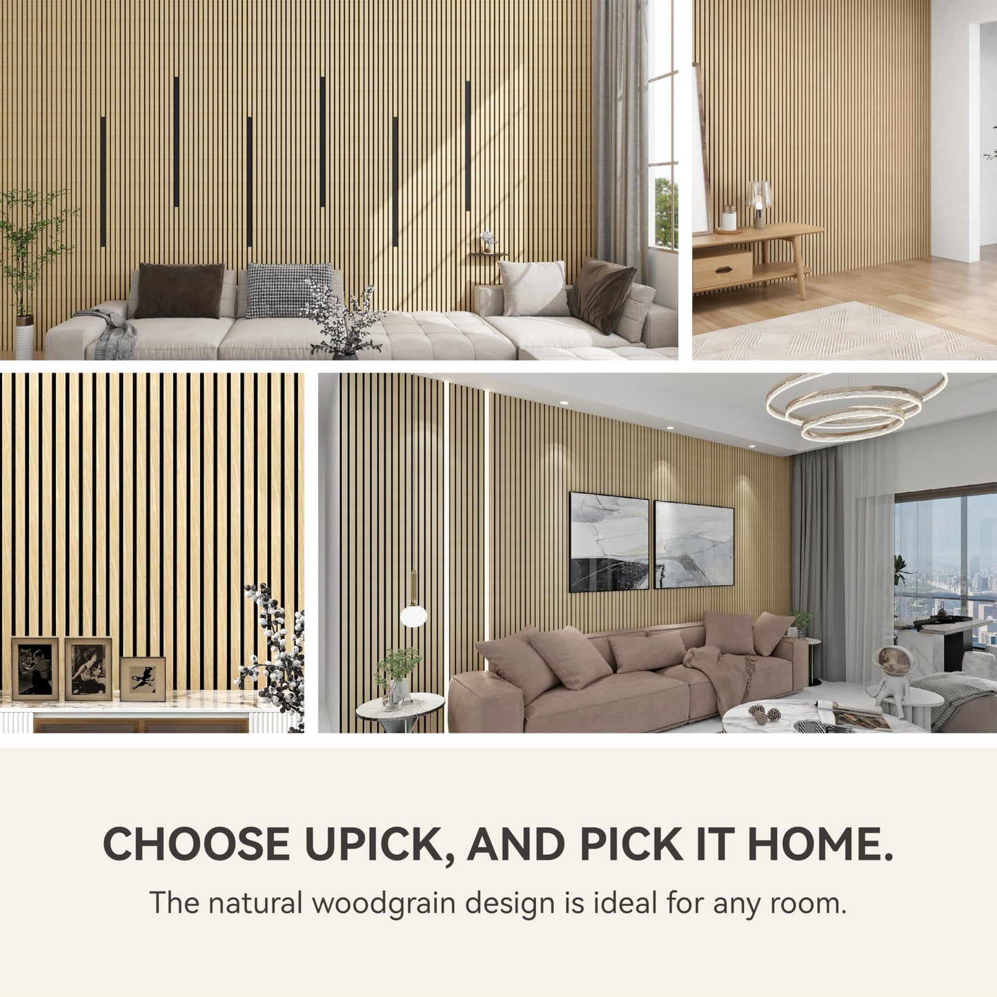 Upick MDF Acoustic Wall Panels Sound Absorbing, 2 Pack 94.5 x 23.4 inch Sound Proof Foam Wall Panels & Wood Slat Wall Panels for Interior Wall Decor, Oak