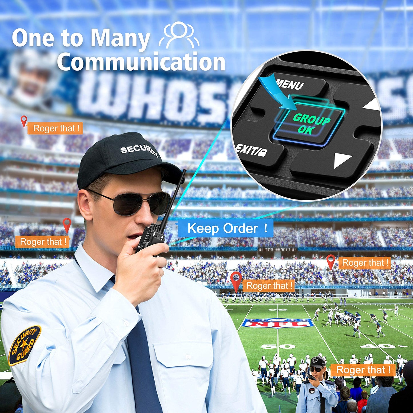 SAMCOM 5W High Power Two Way Radio,Heavy Duty Walkie Talkies for Adults Long Range with Earpieces,Professional UHF 2-Way Radio Rechargeable with 1500mAh Battery and Charger,9 Packs