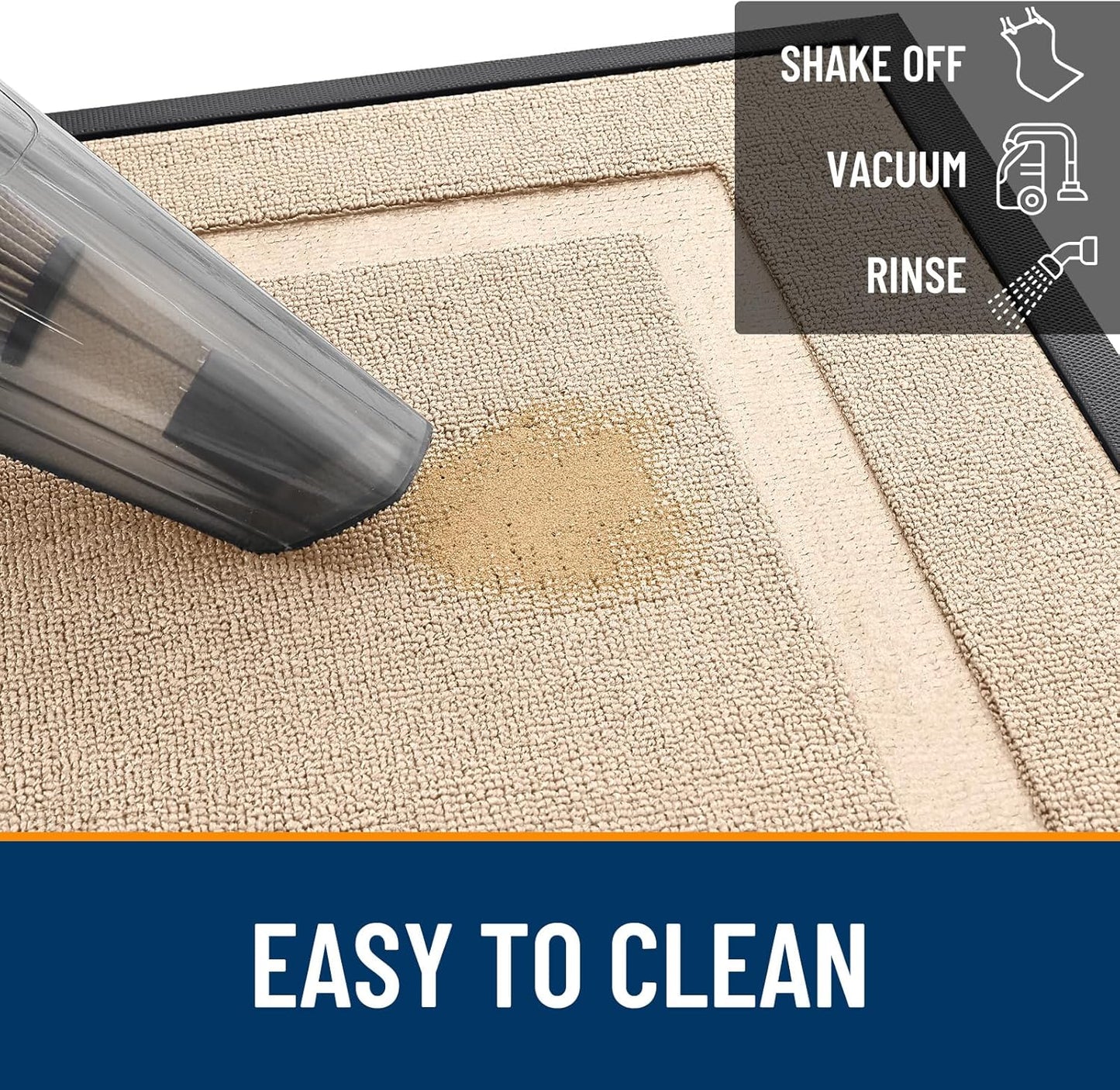 OLANLY Waterproof Front Door Mat - All-Season Indoor/Outdoor Doormat | Sturdy Natural Rubber, 47x23, Off-White