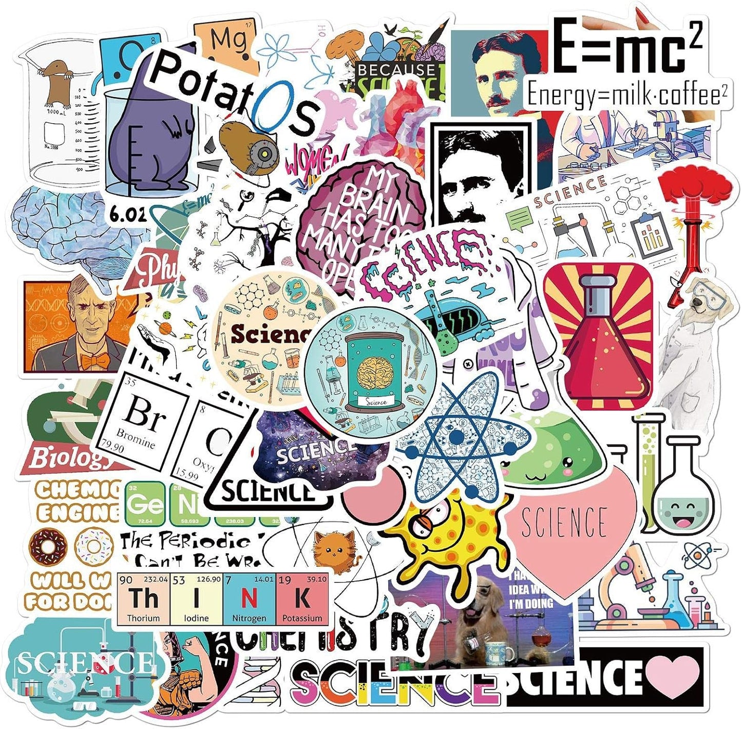 DLZJY 50PCS Funny Science Laboratory Stickers, Laboratory for Teens Adults, Physics Biology Chemistry Experiment