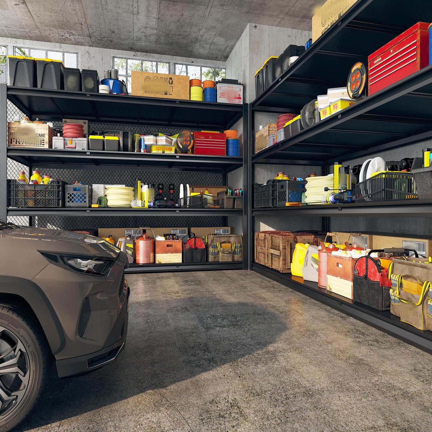 REIBII 60" W Garage Shelving, 2650LBS Heavy Duty Storage Shelves, 4 Tier Adjustable Industrial Shelving for Home, Kitchen, Garage, Basement, Commercial, Warehouse, Office, Store, 60" W x 24" D x 60" H