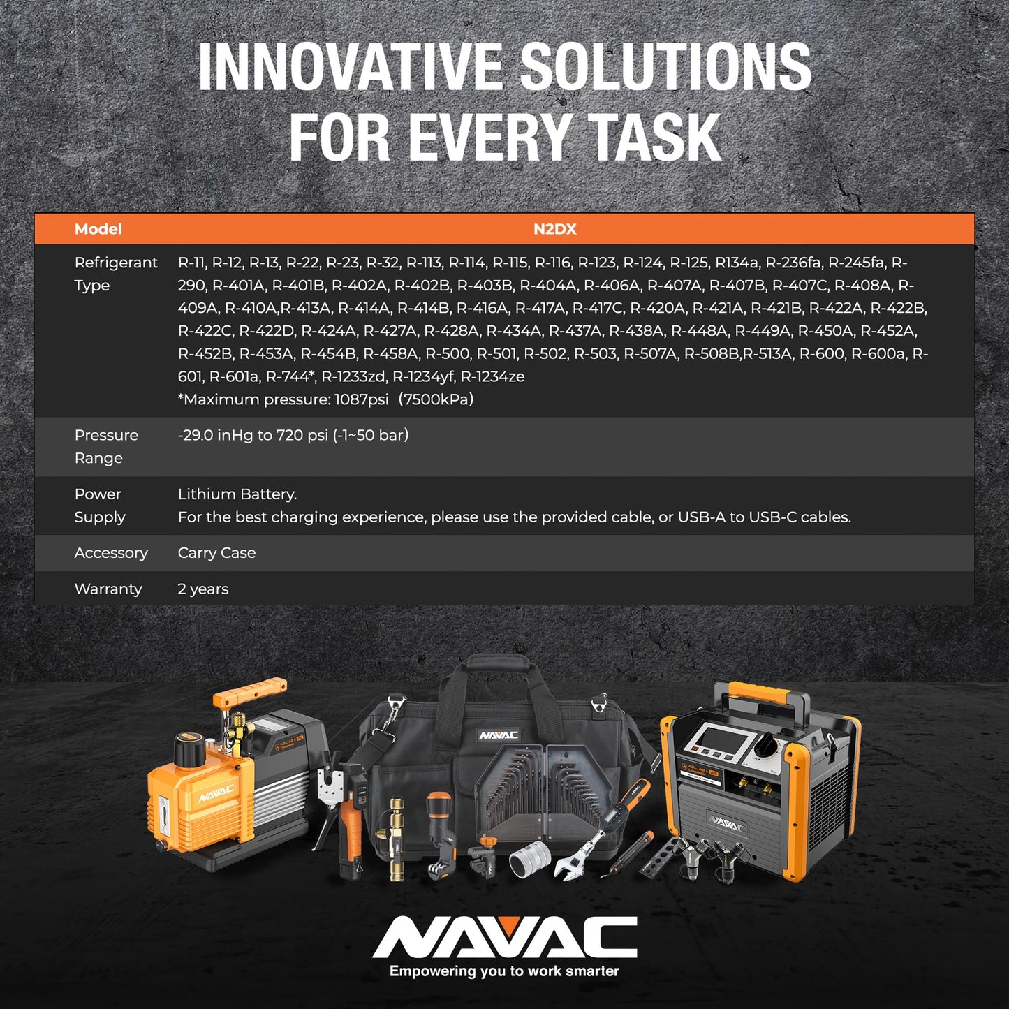 NAVAC N2DX FLEX-X Manifold Gauge Set -HD Color Graphic Interface, Digital Display, A2L Compatible, 72 Refrigerant Support, Rechargeable 100hr Battery, Durable Aluminum Body -Ideal for HVAC Technicians