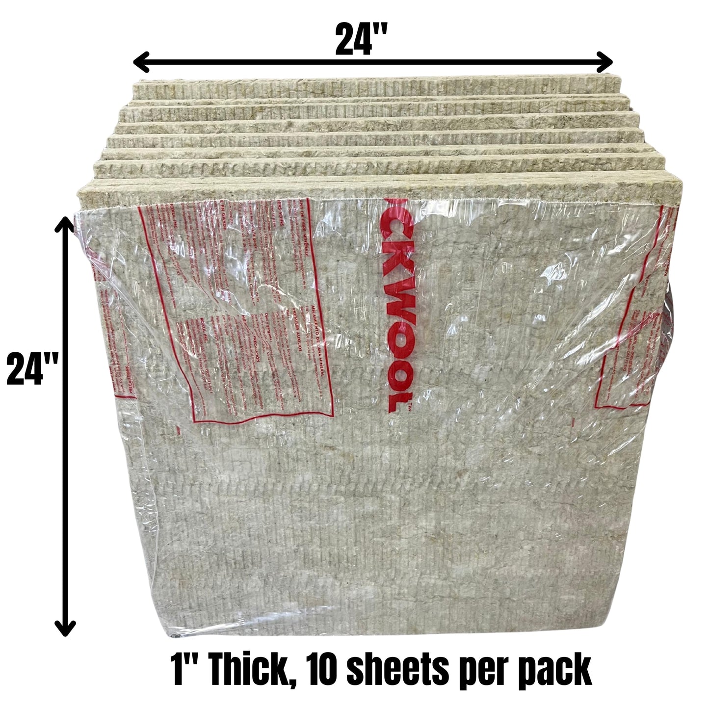 10 pk 24" x 24" x 1" Rockwool ProRox Mineral Wool, Replaces Owens Corning Thermafiber, BMW122-10PK