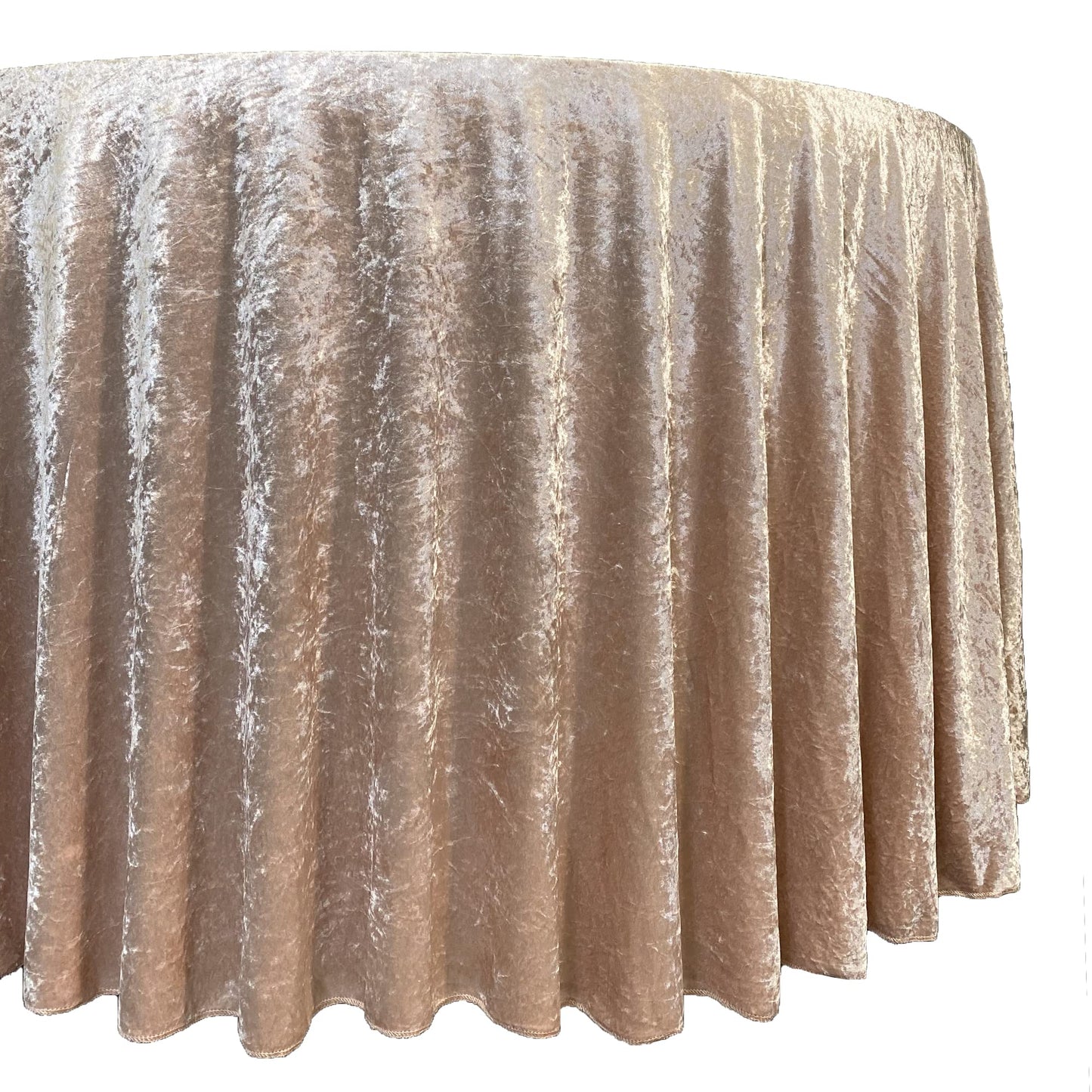 YOUR CHAIR COVERS - 120 Inch Round Crushed Velvet Tablecloth for 5 ft. Round Tables - Champagne