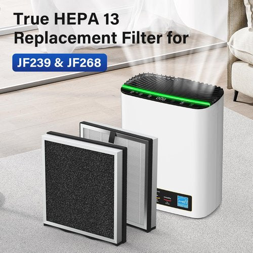 FMDZFL JF239 Replacement Filter Compatible with JF239/JF268 Air Purifier, 3-in-1 HEPA 13 Filtration System, 2 Pack(2 Filters & 10 Aroma Pads)