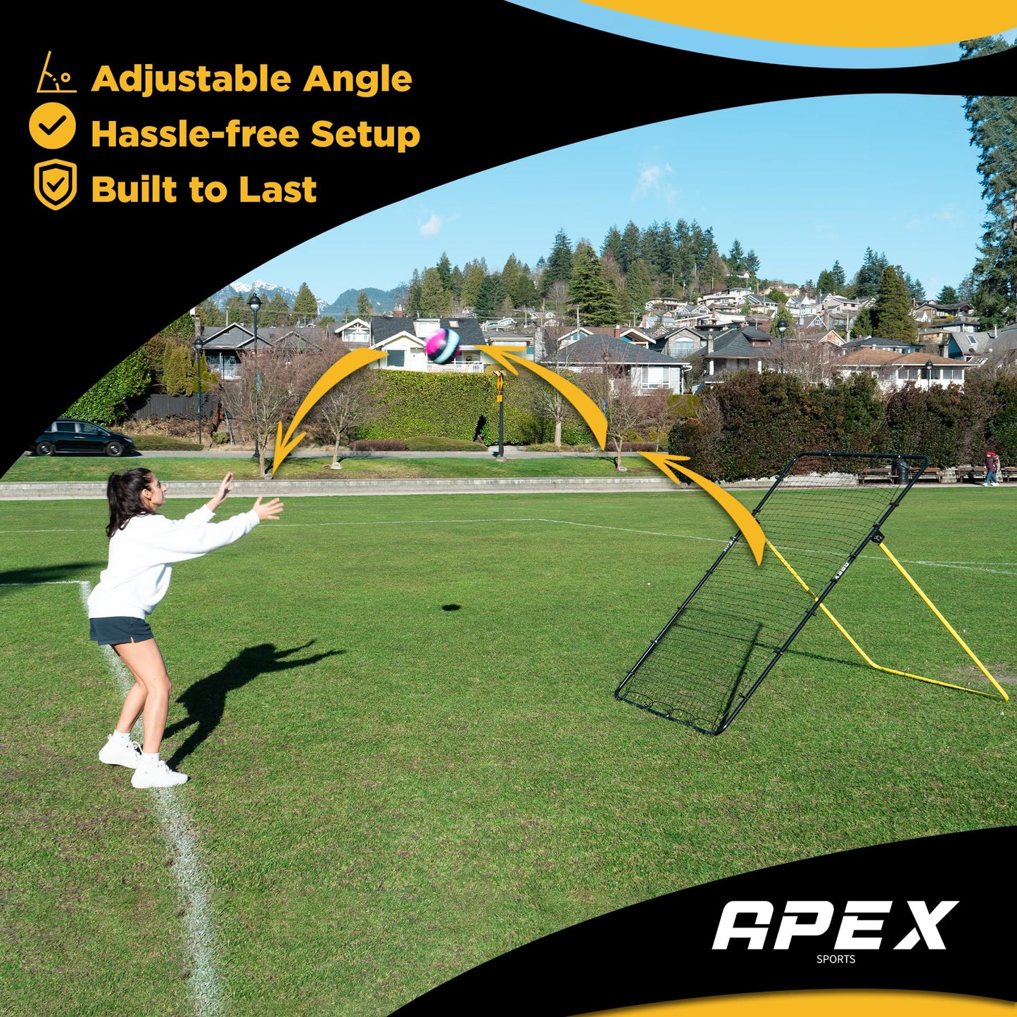 Apex Sports Adjustable Volleyball Rebounder Net 7x4 ft – Bounce Back Training Equipment with Angle Customization for Practicing Volleying, Bumping, Spiking – Durable & Portable with Travel Bag (AP004)