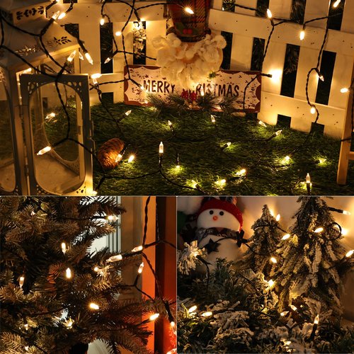Lomotech Battery Operated Christmas Lights - 2 Pack Total 33ft 100LEDs Mini String Lights 8 Modes Waterproof with Timer for Home, Garden, Party, Holiday, Tree Decoration (Green Wire, Warm White)