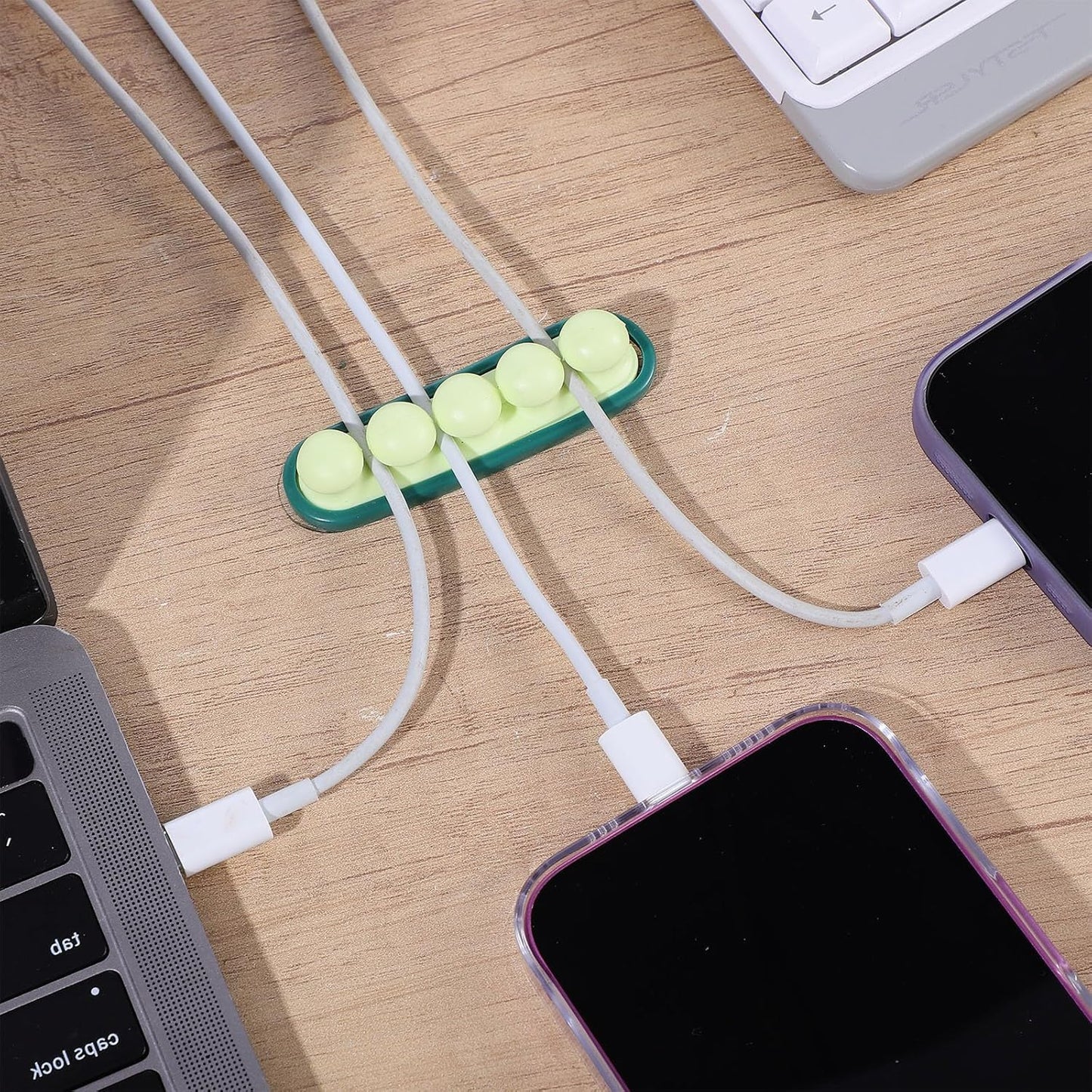 YBEATY 6 Pcs Pea Cable Clips Cord USB Holder Organizer Wire Management Cute Self-Adhesive Desk Cord Organizer Clip