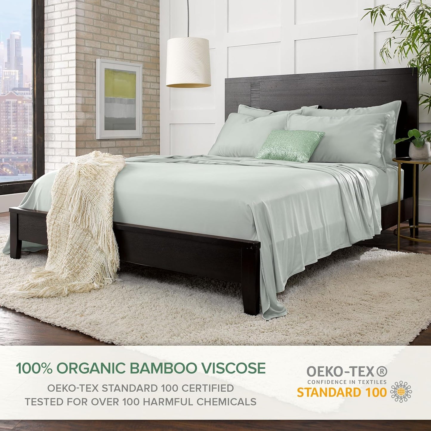 Pure Bamboo Twin XL Sheets - 100% Organic Viscose Bed Sheet Set | Luxuriously Soft & Cooling (Sea Glass)