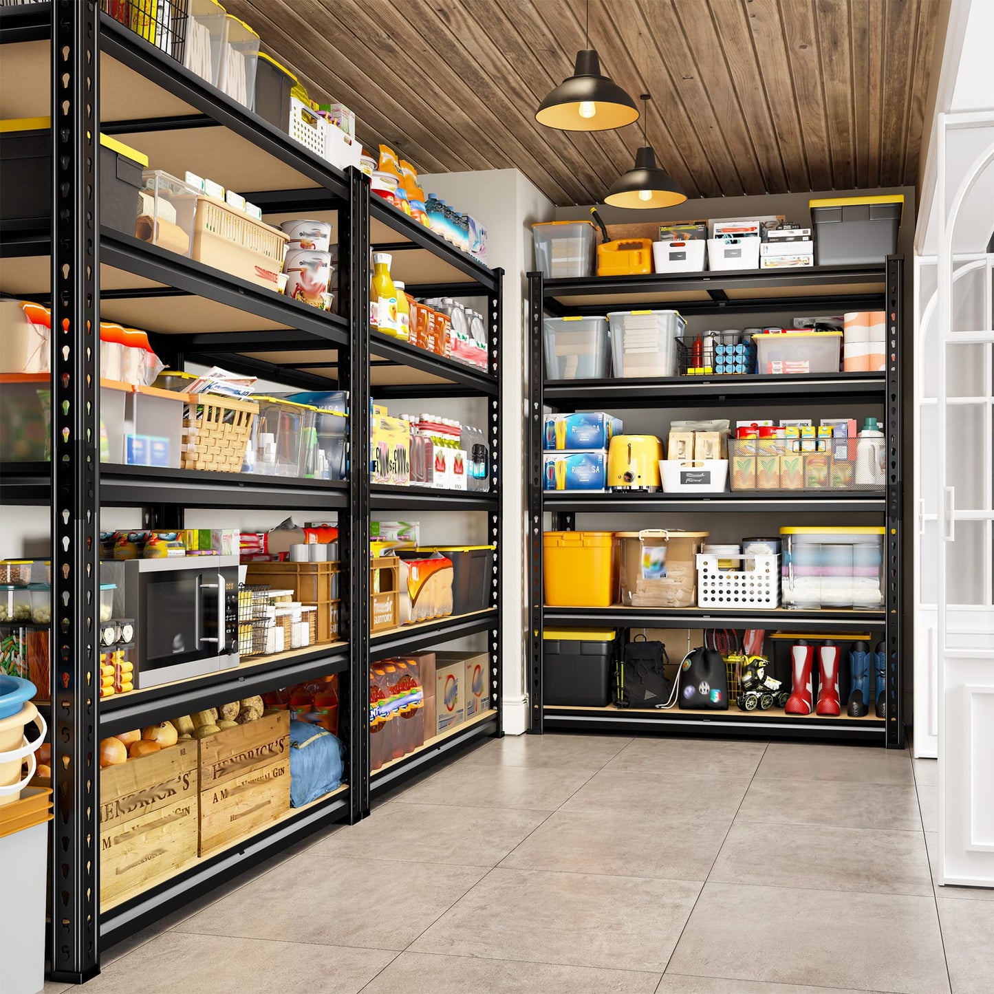 REIBII 2400LBS Storage Shelves 5 Tier Garage Shelving Heavy Duty Adjustable Garage Shelves, Utility Rack Shelf, Shelving Units for Warehouse Pantry Closet, Commercial, 35.5" W x 11.9" D x 72" H, Black
