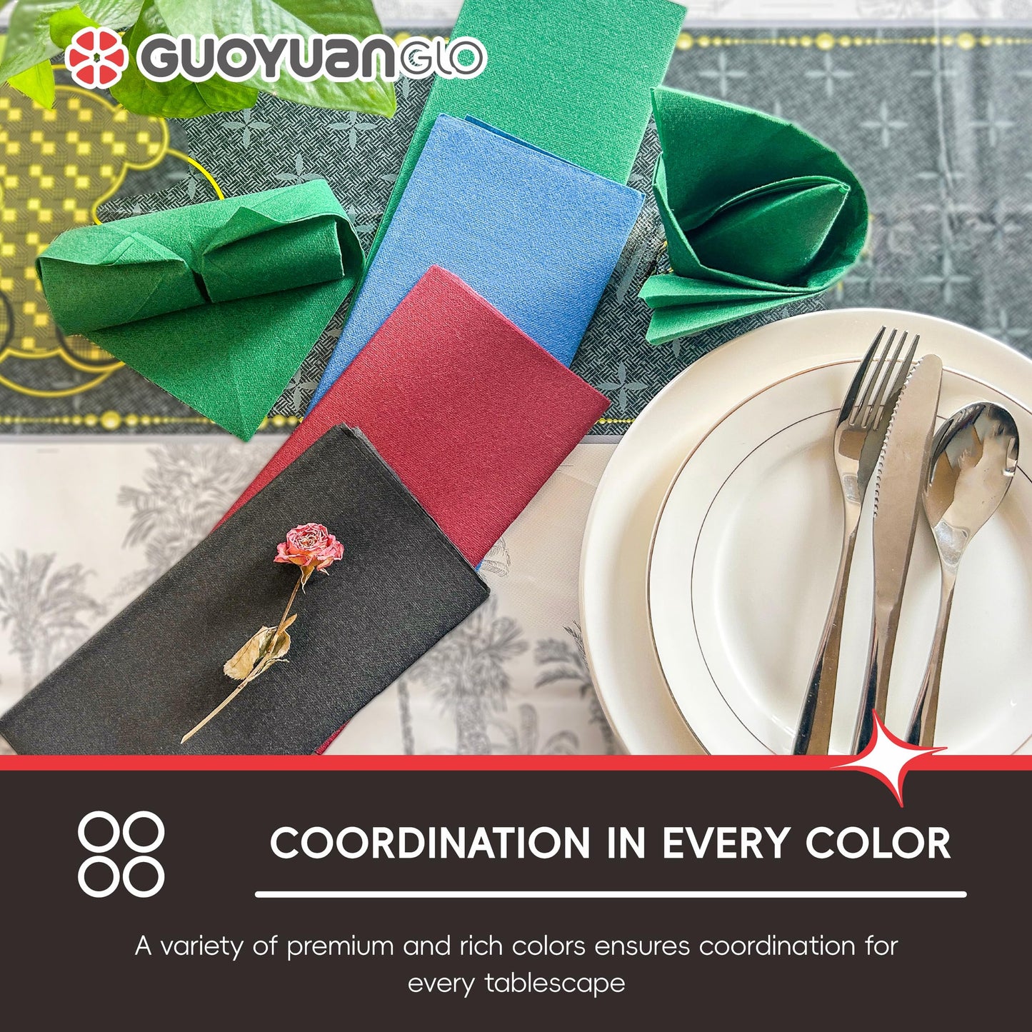GUOYUANGLO Disposable Linen Feel Dinner Napkins Blue Cloth-Like Paper Napkins Disposable Guest Napkins for Dinne,Parties, Weddings or Events,16”x16”-50 Pack