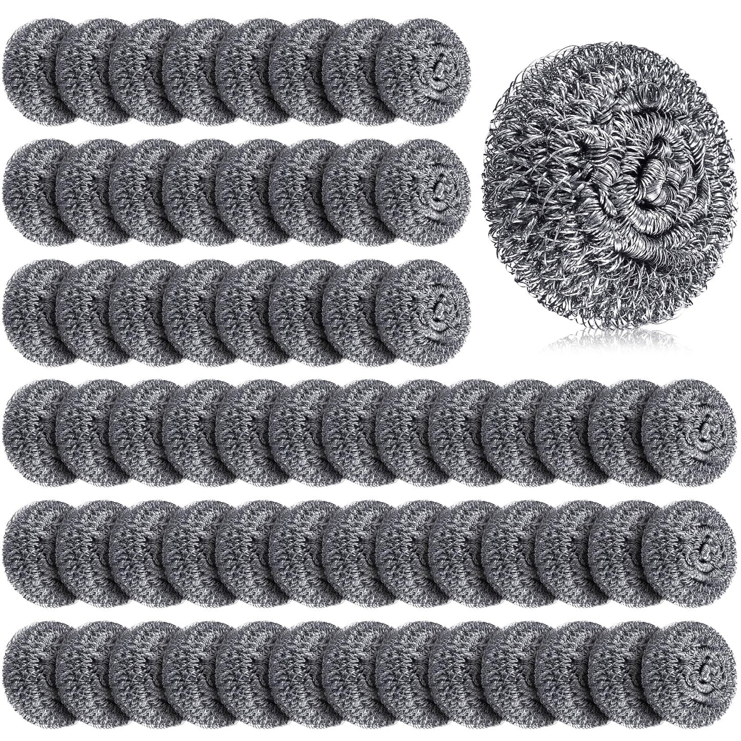 Honeydak 150 Pack Stainless Steel Scourers Steel Wool Scrubbers Bulk Separately Packaged 2.5 Inch, 15 Gram Metal Scourers Sponges Wire Scouring Pad for Stove Pot Pan Oven Kitchen Restaurant(Classic)