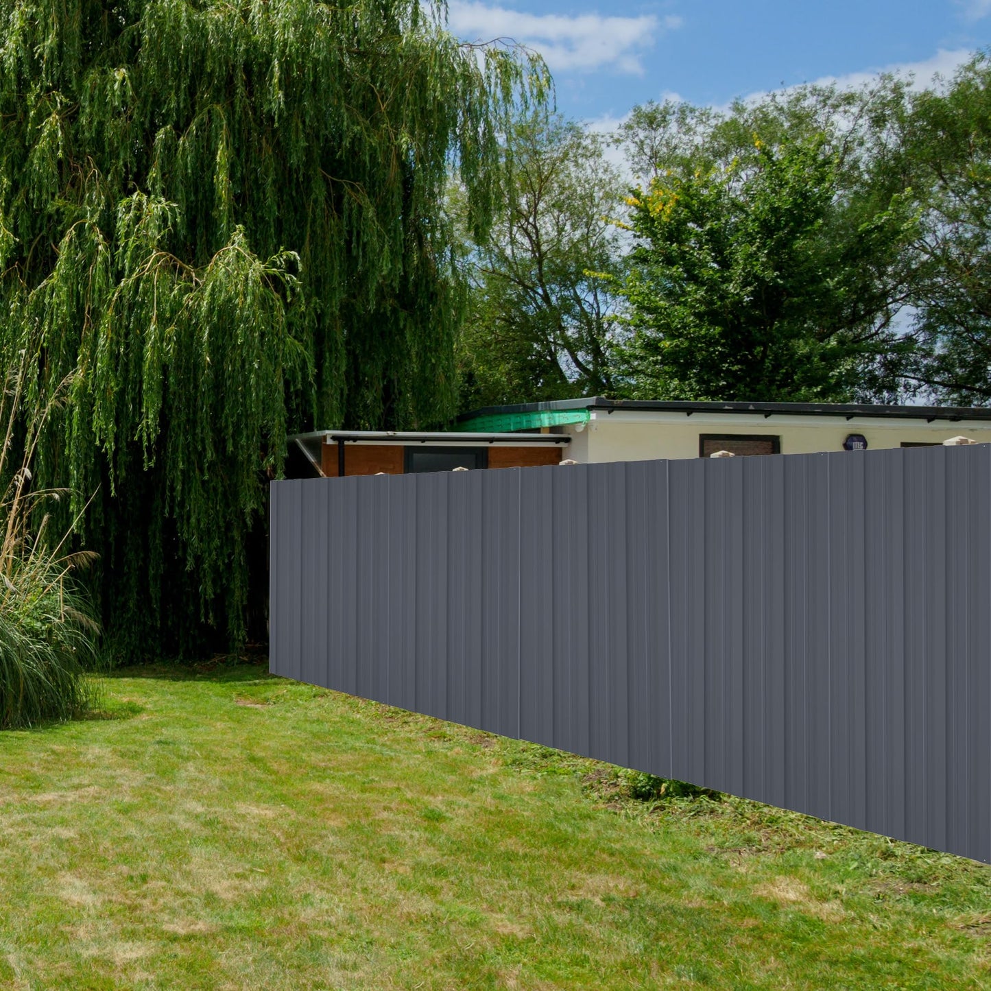 Roof Panels 10 pcs L60.63×W16.77 inch Galvanized Steel, Metal Corrugated Tin Roofing Panels Gazebo Top Cover Heavy Duty Roof Replacement for Patio Outdoor Garden, Grey