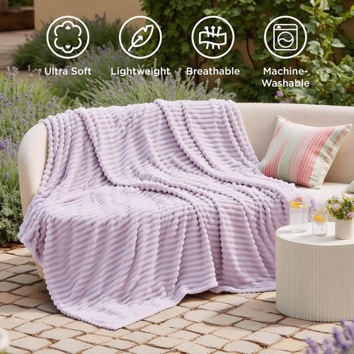 Bedsure GentleSoft Throw Blanket - Cozy Lavender Fog Design, Perfect for Couch, 50x70 Inches
