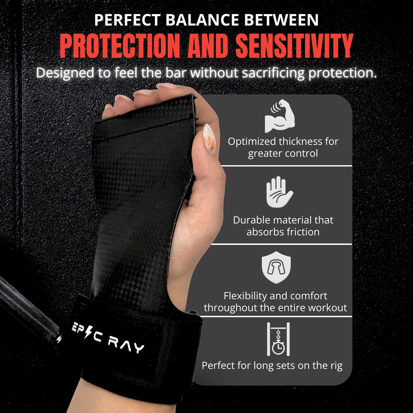 Carbon Microfiber Gymnastics Grips for Cross Training & Calisthenics – Hand Grips Kit with Wrist Wraps & Thumb Tape for Men and Women (M)