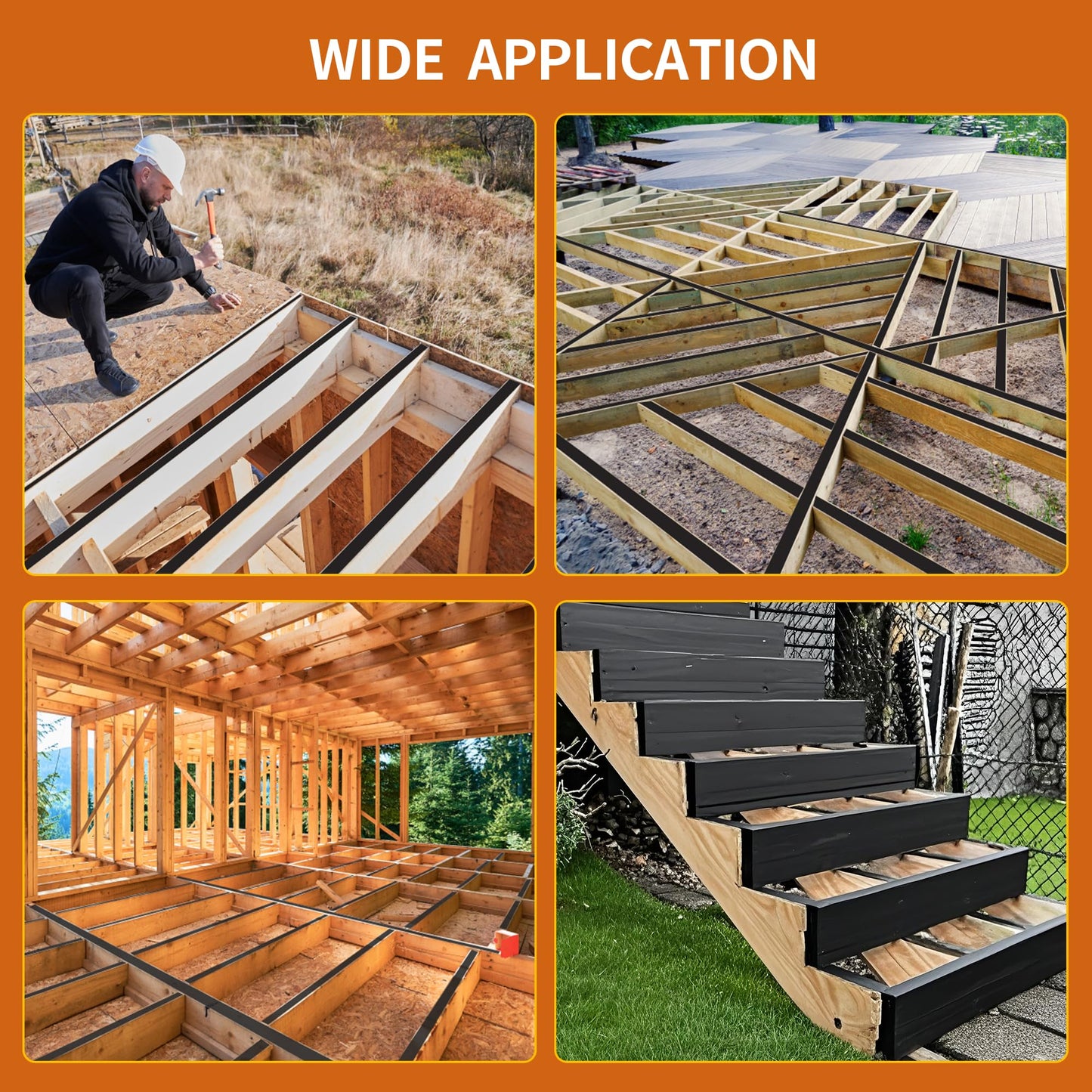 JOAPRIL Joist Tape 6'' x 50', 4 Pack for Decking - Waterproof & Weatherproof Deck Tape for Joists and Beams Building