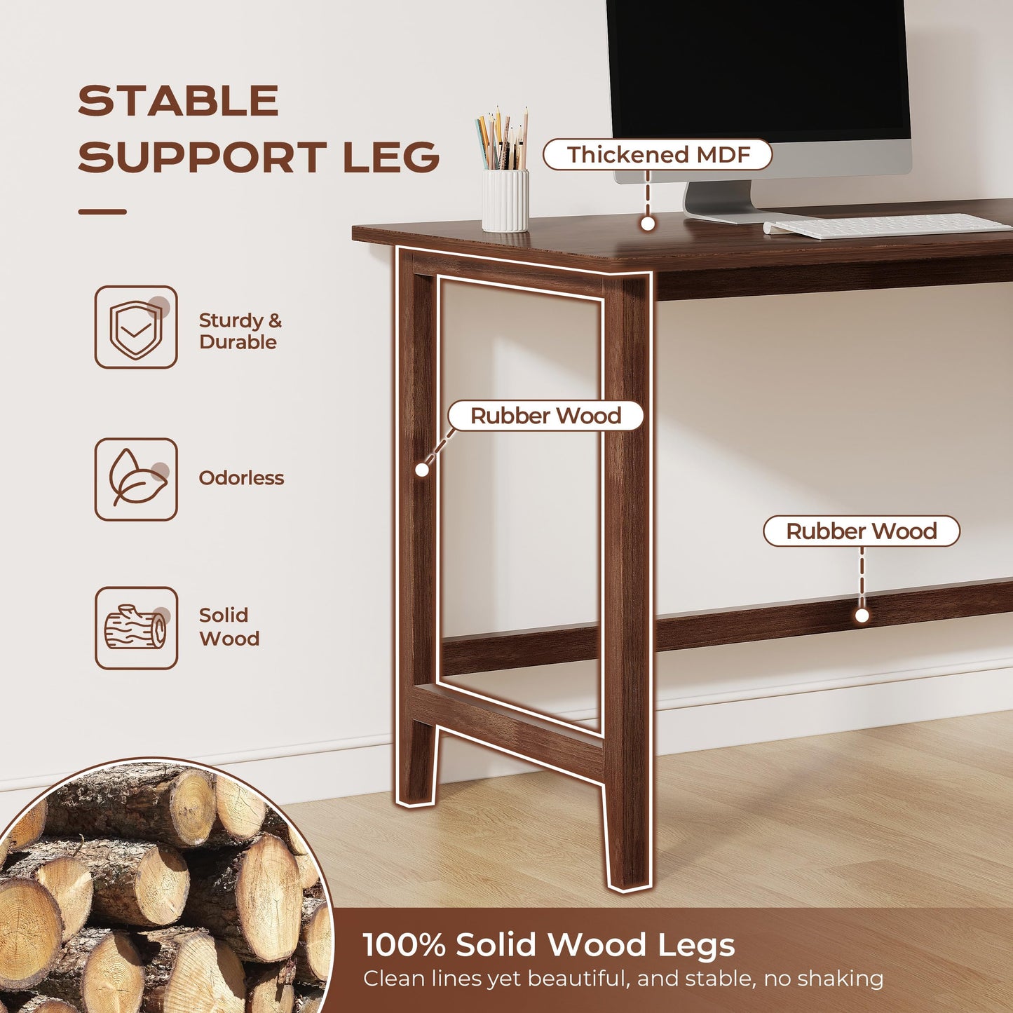 IOTXY Reversible L-Shaped Office Desk - 63" Extra Large Corner Computer Table with Storage Shelves, Solid Wood Legs, Home Writing & Study Workstation, Walnut