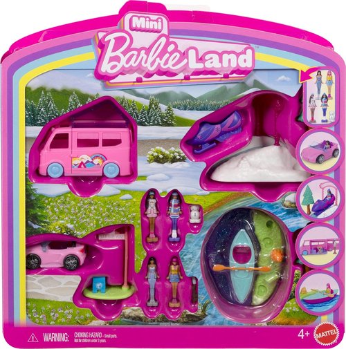Barbie Mini BarbieLand 4-Pack Doll Set | 4 Iconic 1.5-Inch Dolls & Color-Change Toy Vehicles
