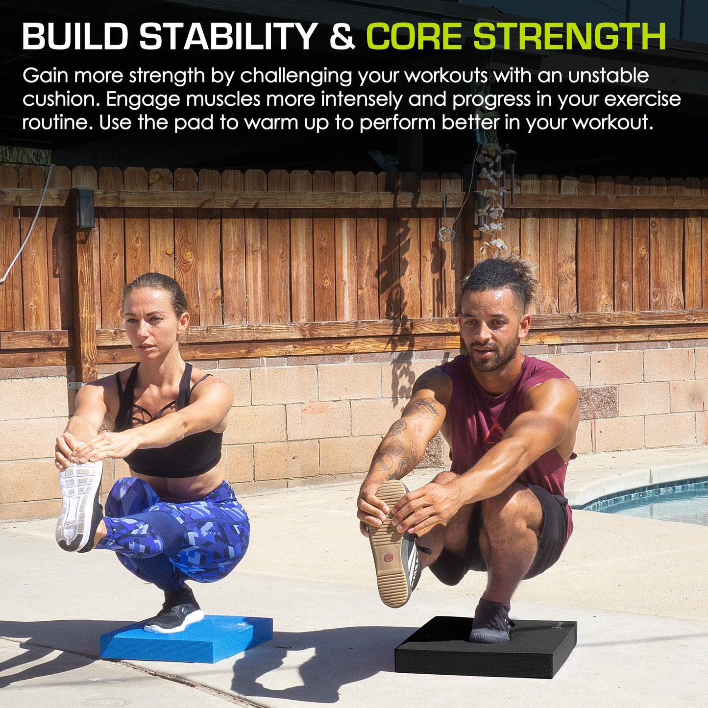 ProsourceFit Exercise Balance Pad – Non-Slip Cushioned Foam Mat & Knee Pad for Fitness and Stability Training, Yoga, Physical Therapy 15.5”x12.75”, Black