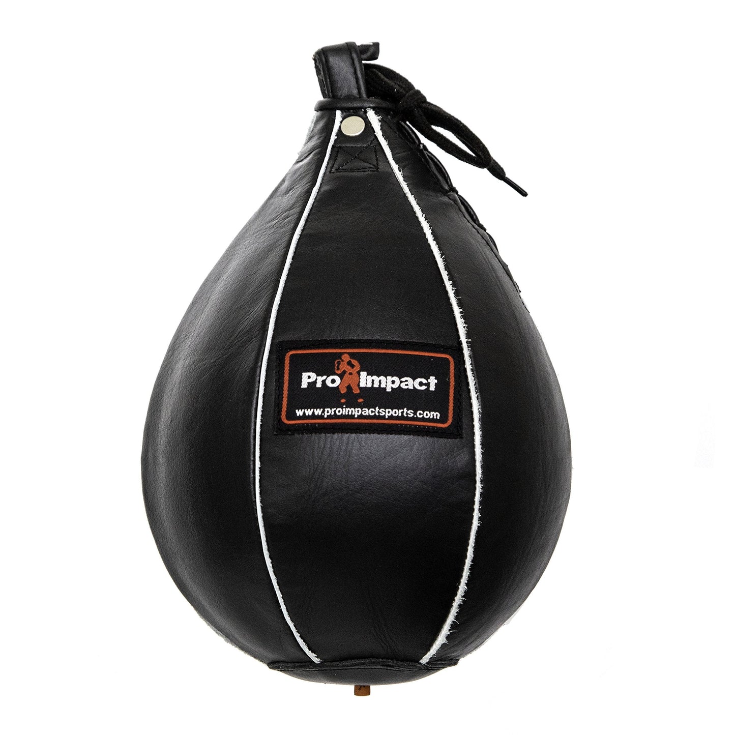 Pro Impact Genuine Leather Speedbag Black – Heavy Duty Leather Hanging Swivel Punch Ball for Boxing MMA Muay Thai Fitness or Fighting Sport Training (Small - 6"x9")