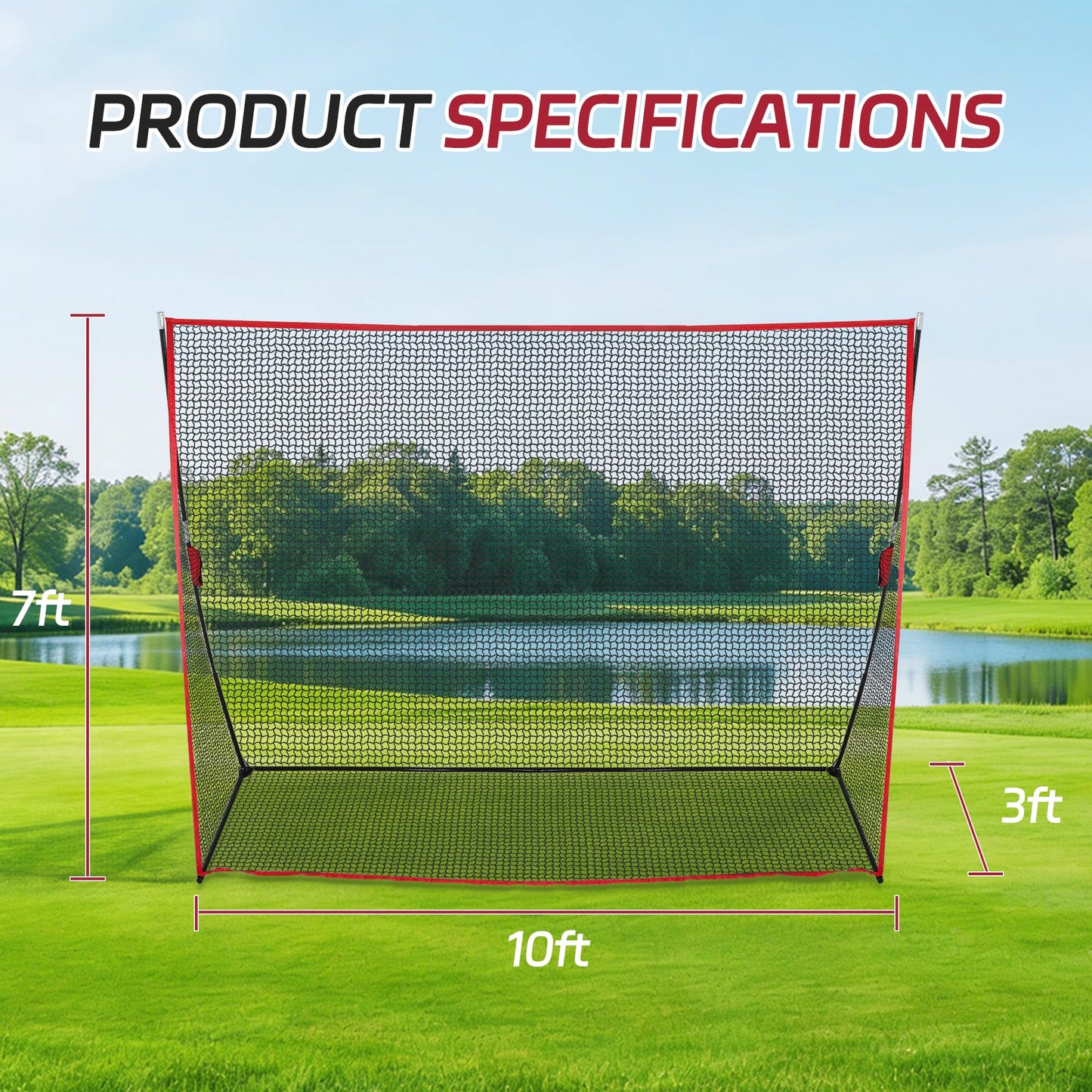 Golf Net 10x7ft Portable Golf Practice Net w/Carry Bag for Indoor Outdoor Backyard Driving Hitting Chipping Training Net
