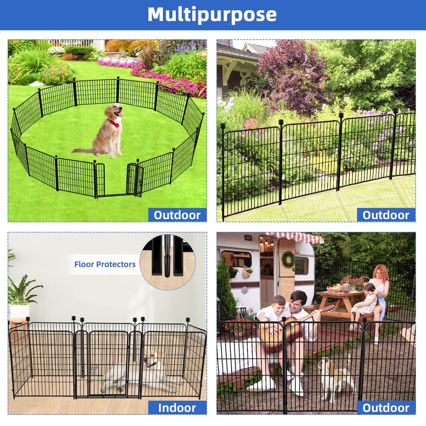 ADAVIN Garden Fence with Gate 36 in(H)×31 Ft(L) 14 Panels, Camping Fence, Tall Animal Barrier Fence, Pet Fences for Dogs Outside, Black Metal Decorative Garden Fencing, Flower Bed Fencing