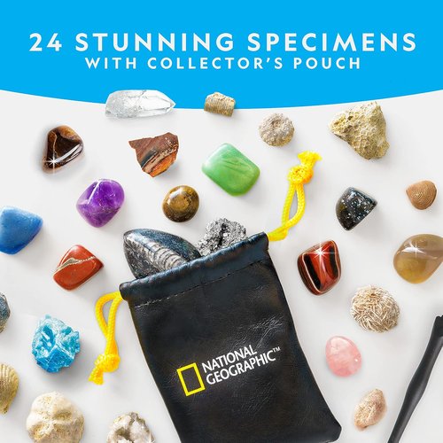 National Geographic Rock Collection Advent Calendar - 24 Gemstones, Minerals & Fossils for Kids