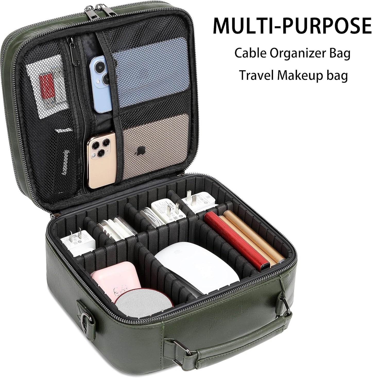 KYALOU Electronics Travel Organizer, Large Electronic Accessories Cable Case with Adjustable Dividers, Waterproof Tech