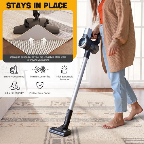 Jorvila Non-Slip Rug Pad - Anti-Skid Mat for Area Rugs - 8x10 Feet, Thick Cushioning for Hardwood Floors