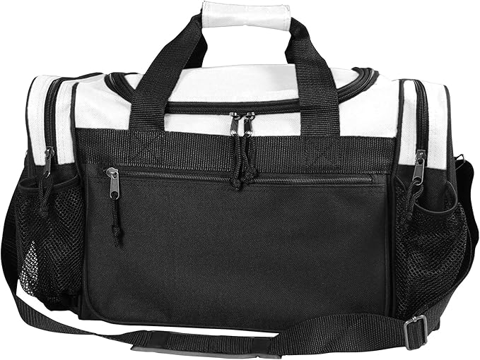 DALIX 17" Duffle Bag Dual Front Mesh Pockets (Black Gold Gray Dark Green Navy Blue Maroon Royal Blue Orange Pink Purple Red White