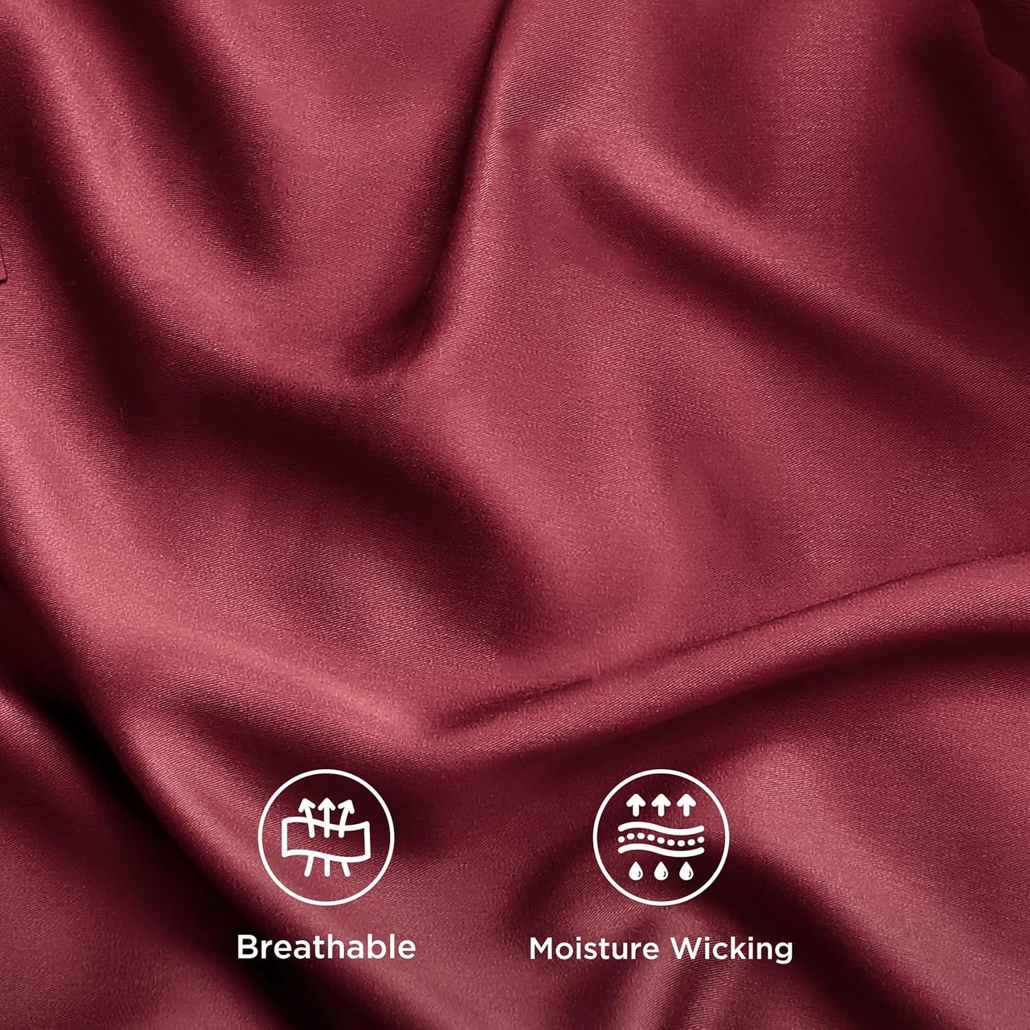 Bedsure Cooling Twin XL Sheets - Breathable Rayon from Bamboo, Soft & Silky, Deep Pocket Up to 16 Inches, Burgundy