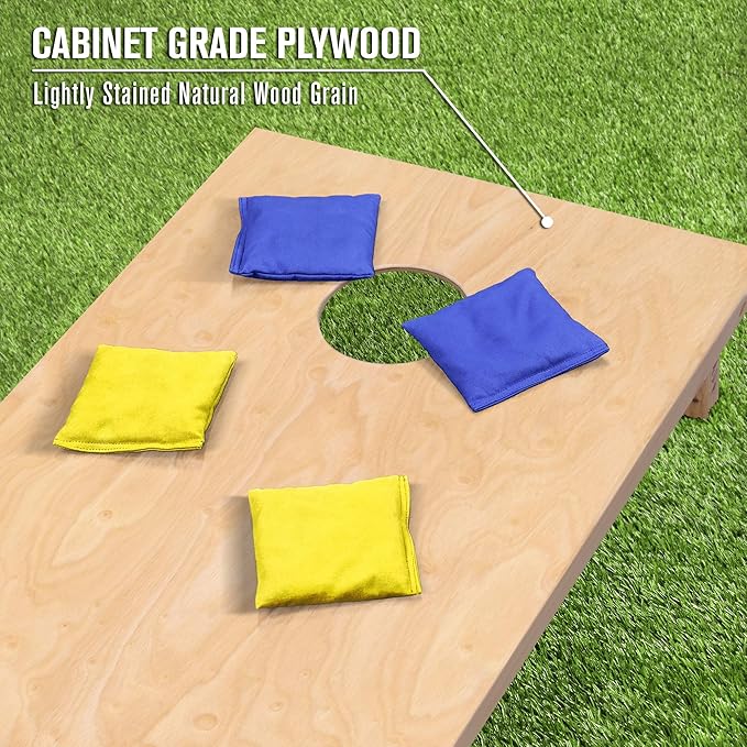 GoSports Regulation Size Wooden Cornhole Set with Natural Wood Finish - Includes Carrying Case