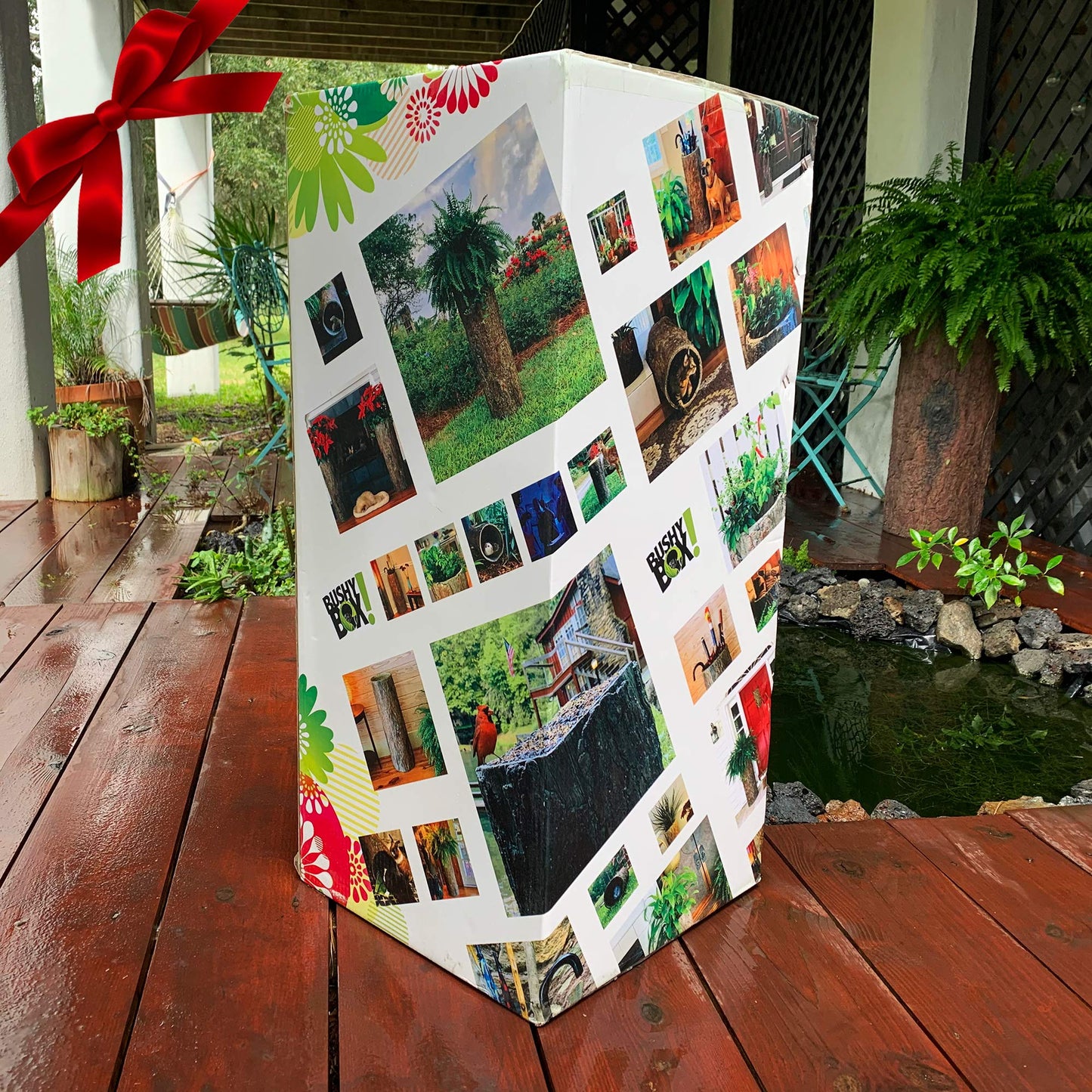 Bushy Box 🌳 Large Hollow Log Planter. Outdoor Garden, Yard & Porch Pot. Tall Tree Stump Well Pump Cover. Weatherproof, Rustic, Natural Looking Deck & Patio Decor. Better Than a Fake Rock.