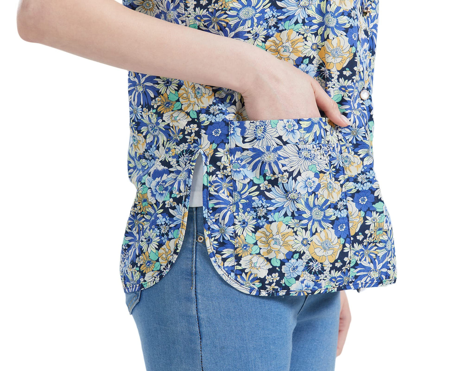 Nanxson Women Cobbler Apron with 2 Patch Pockets, Cotton Printed Bib, Smock with Buttons for Work Chef kitchen CF3177