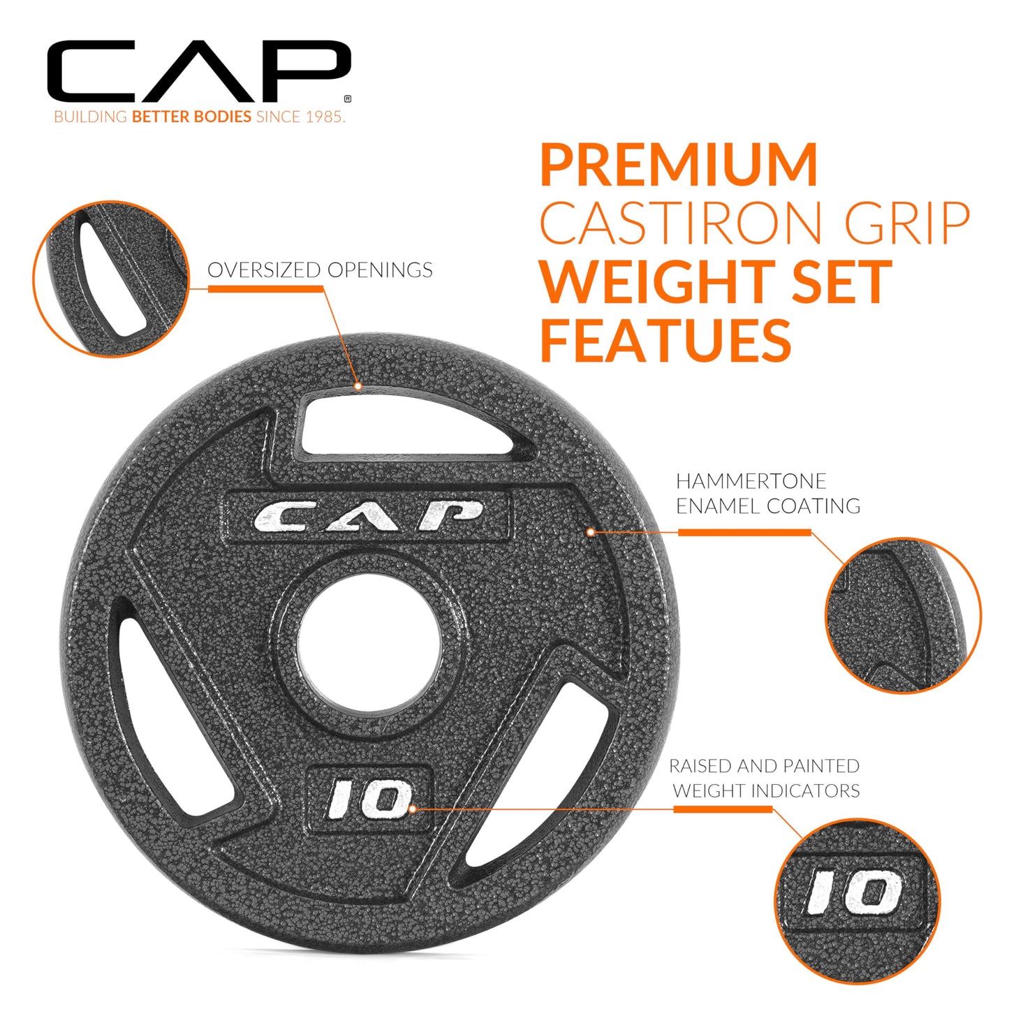 CAP Barbell 285 LB Elite Olympic 2-Inch Cast Iron Weight Plate Set