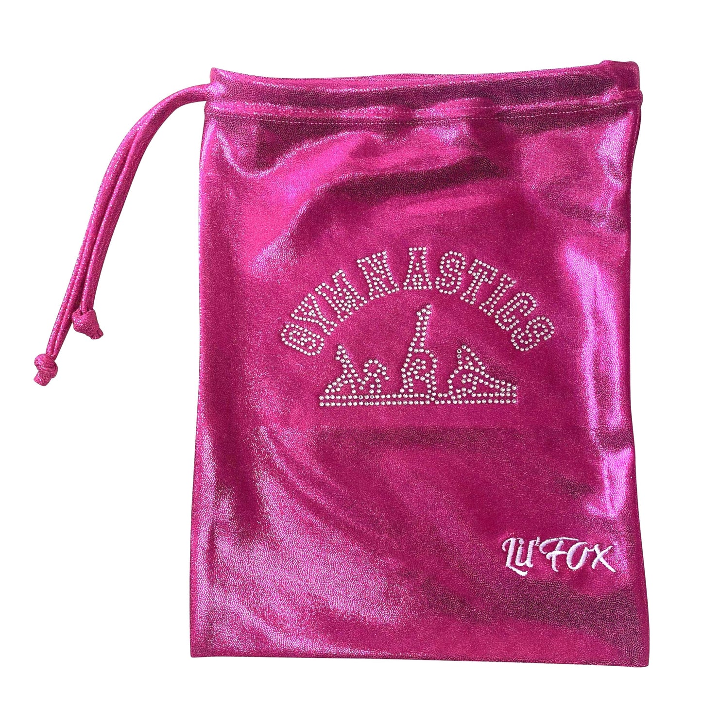 LIL'FOX 8"x10" Drawstring Gymnastics SMALL GRIP BAG 26x20cm - Lightweight Bag for Personal Equipment - Shiny Foil Rhinestones