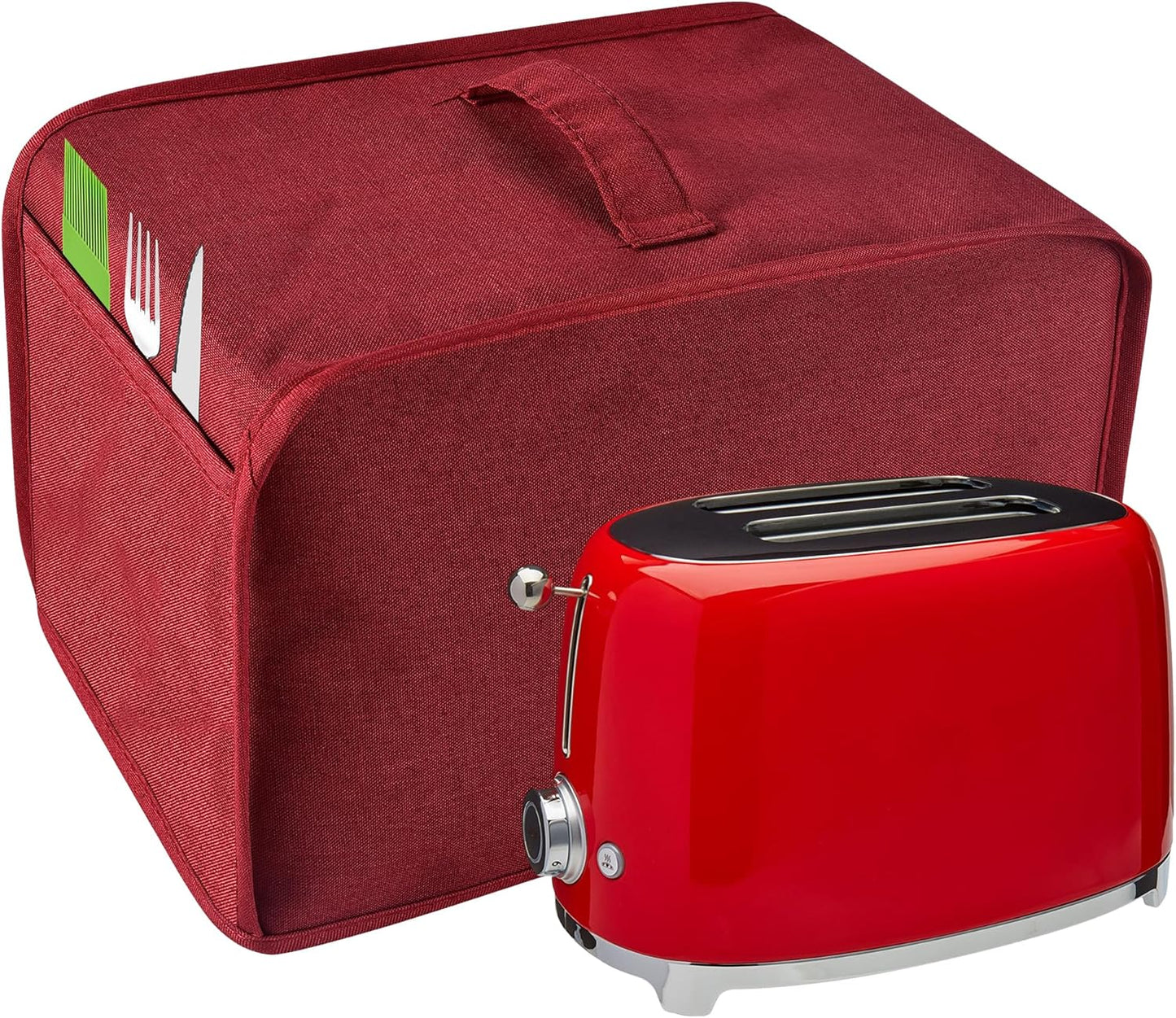 Skiennix Red Toaster Cover - Dust & Fingerprint Protection | Machine Washable, 2 Slice Size