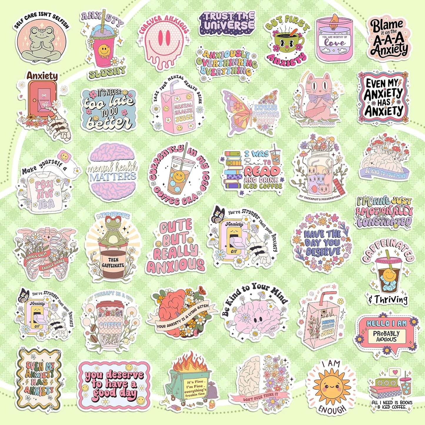 300 PCS Mental Health Stickers, Vinyl Therapy Stickers for Mental Health Journal, Positive Quote Decals for Adult